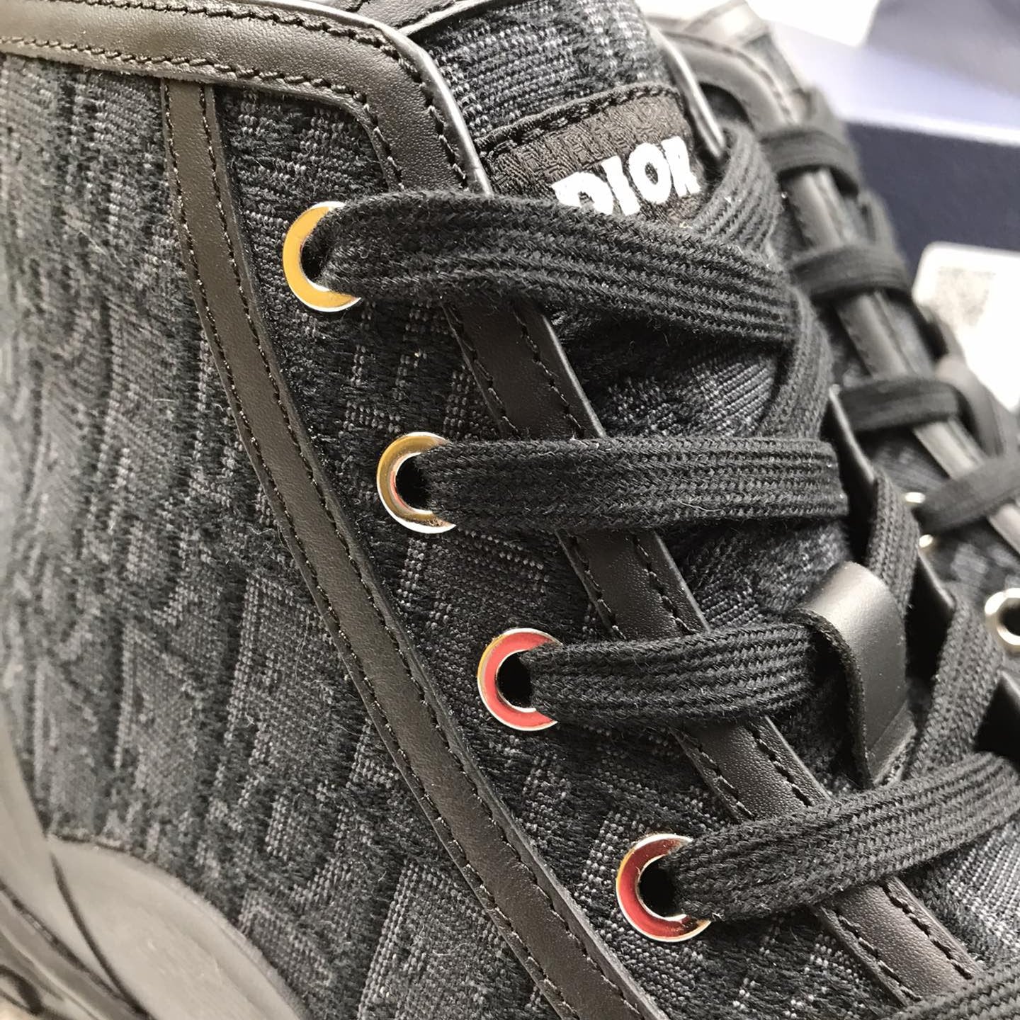 B28 High Top Sneaker Black Oblique Jacquard and Rubber