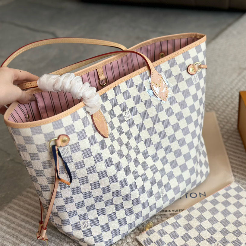 Handmade Leather Handbag Damier Neverfull MM