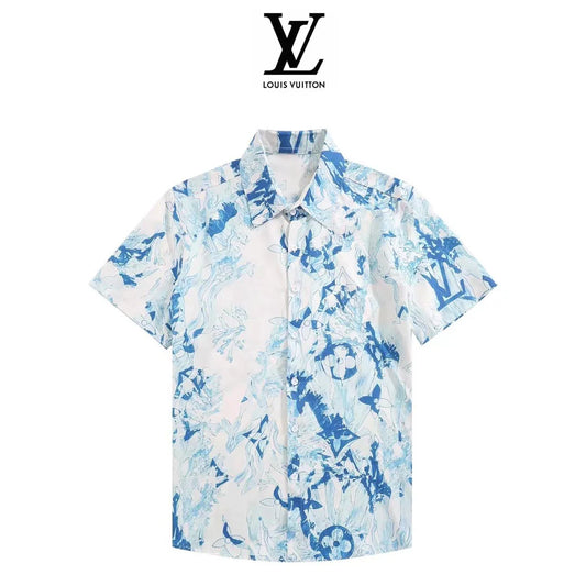 New fashion versatile printed lapel short sleeves 1024042206