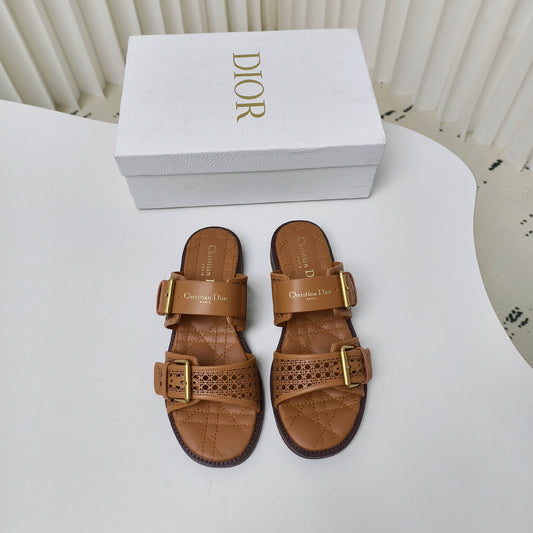 CD Cow leather cutout flat sandals 1825022816