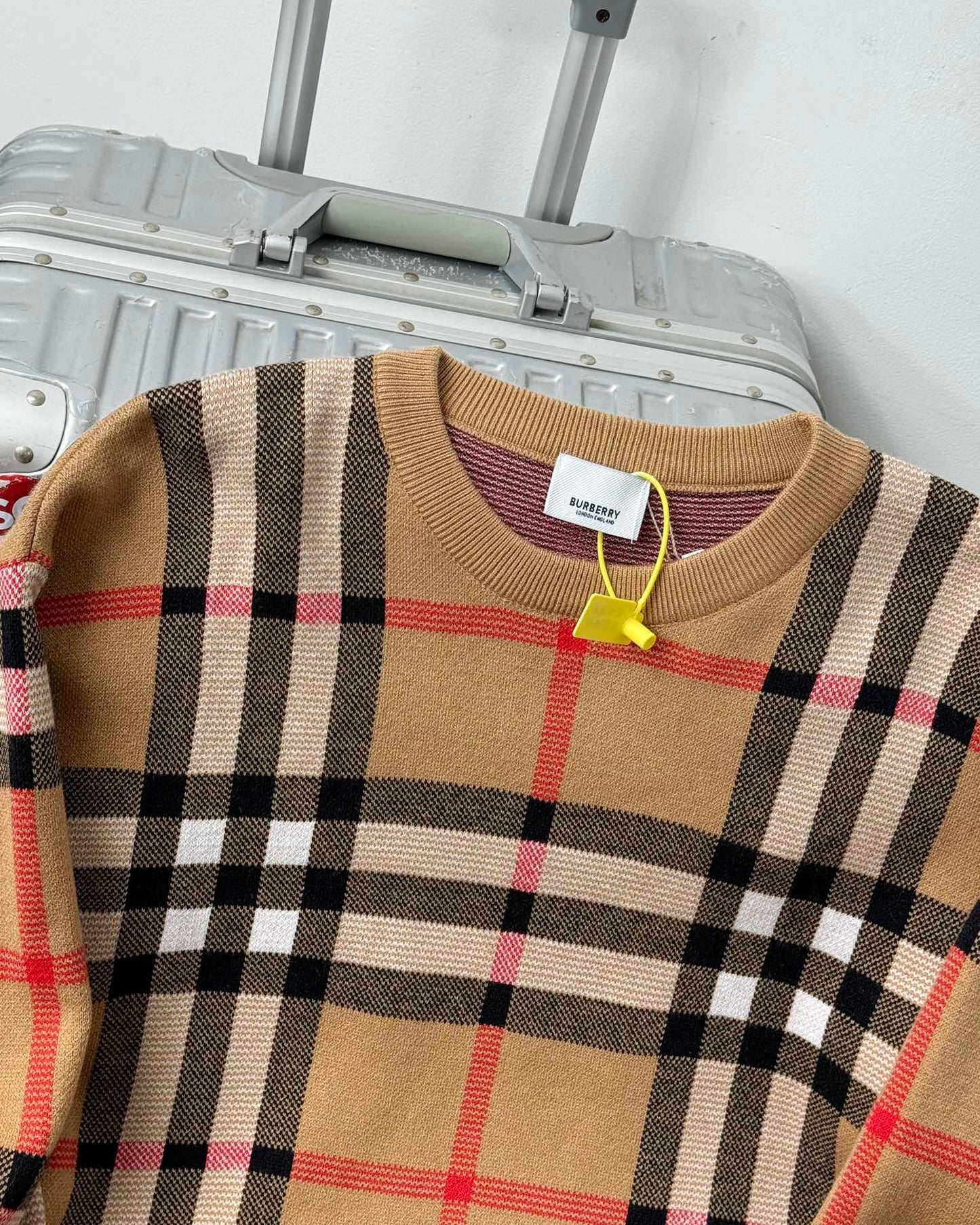 TB Mixed color plaid knitted sweater 1824102215