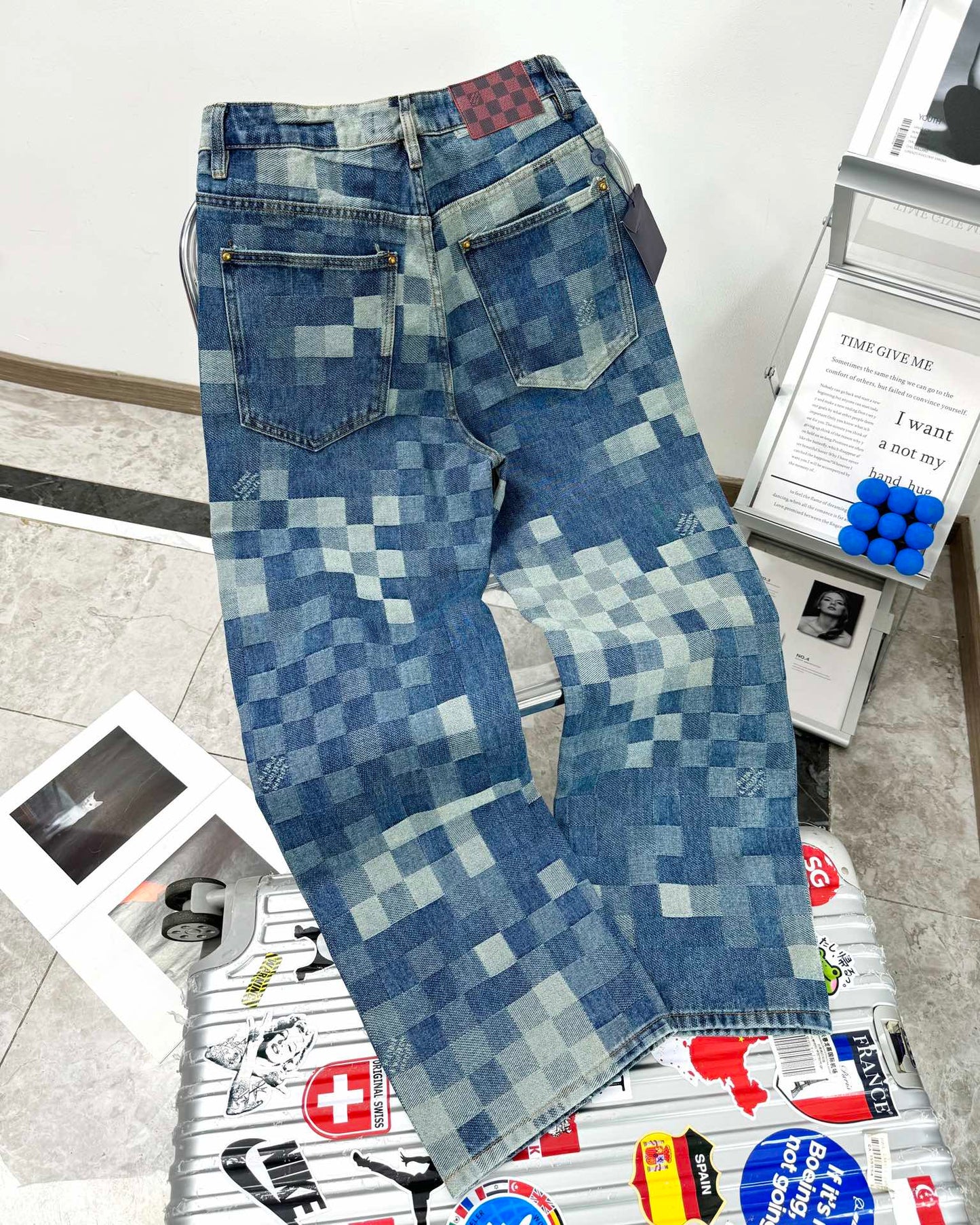 LV Plaid jeans 1825022822