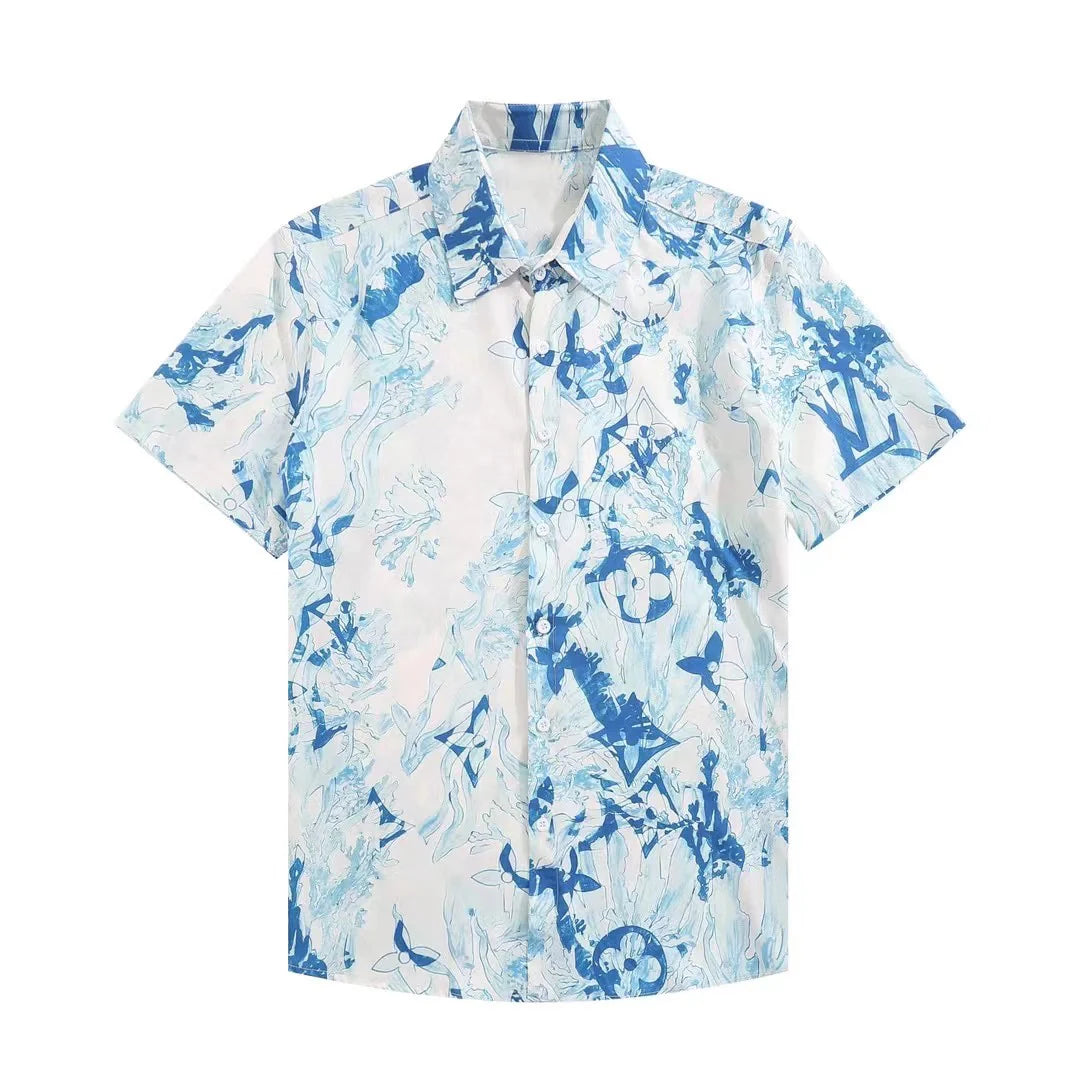 New fashion versatile printed lapel short sleeves 1024042206