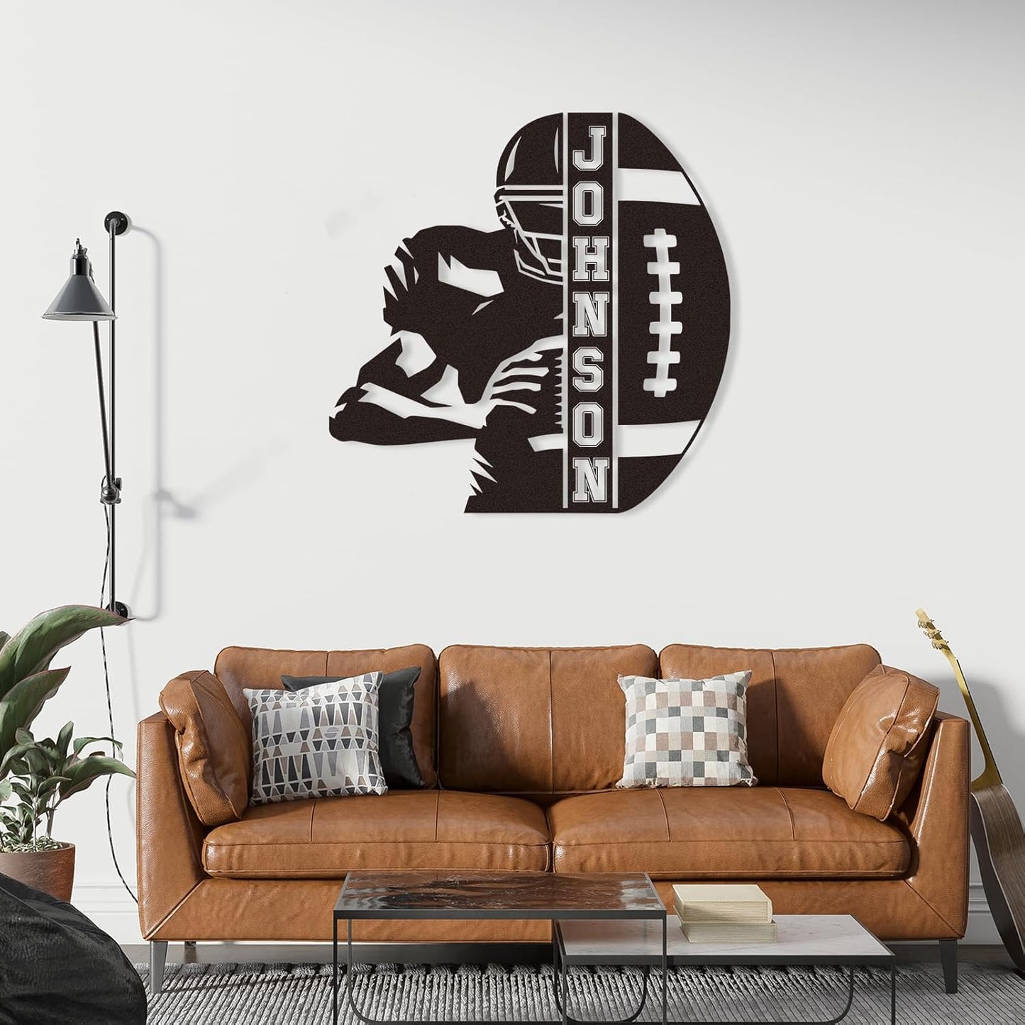 Personalized Football Name Metal Sign, Vertical Custom Sports Wall Art, Football Player Room Decor, Outdoor Metal Name Sign