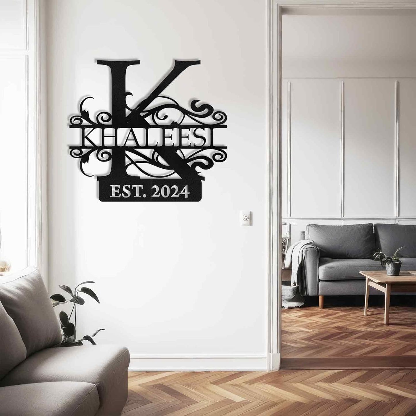 Custom Family Name Metal Sign Split Letter Monogram Design for Indoor Outdoor Decor Wedding Housewarming Gift