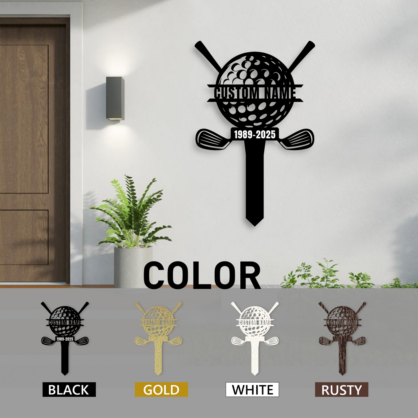 Custom Golf Yard Sign with Ball Transport Design, Outdoor Metal Golf Name Sign for Garden or Lawn Decor
