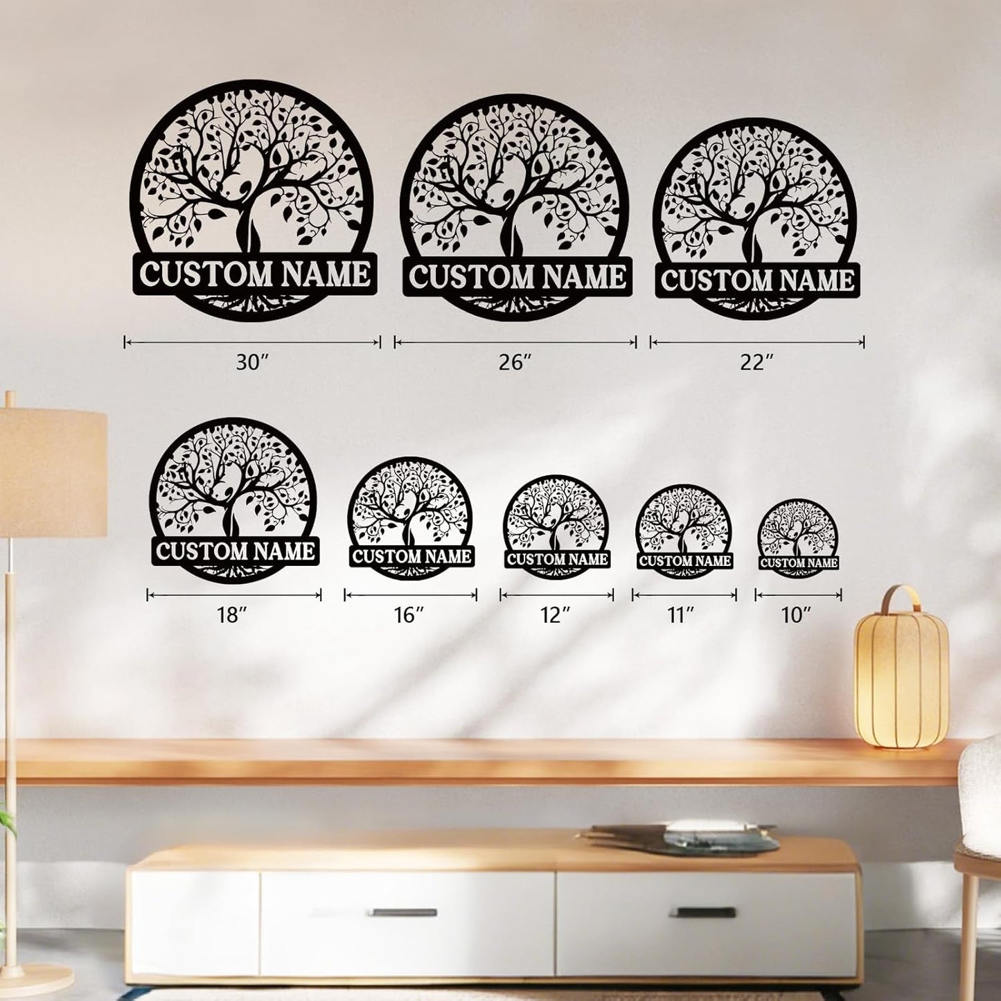 Personalized Metal Wall Art, Custom Tree of Life & Monogram Yard Sign, Last Name Garden Family Sign & Wedding Gift