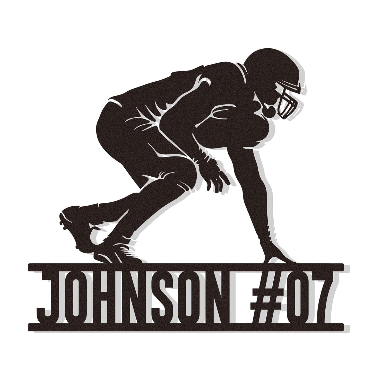 Custom Kneeling Football Player Metal Sign with Name & Number, Personalized Sports Wall Art for Boys Room or Athlete Tribute Gift