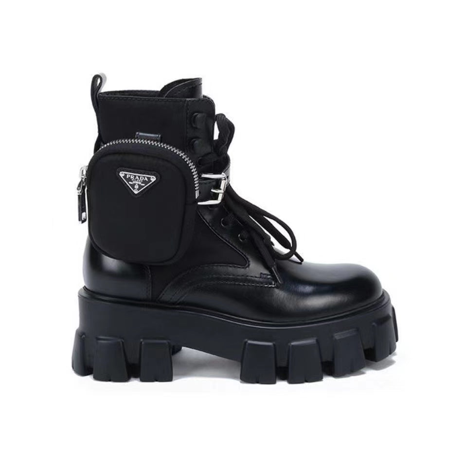 Classic triangle logo platform women's boots