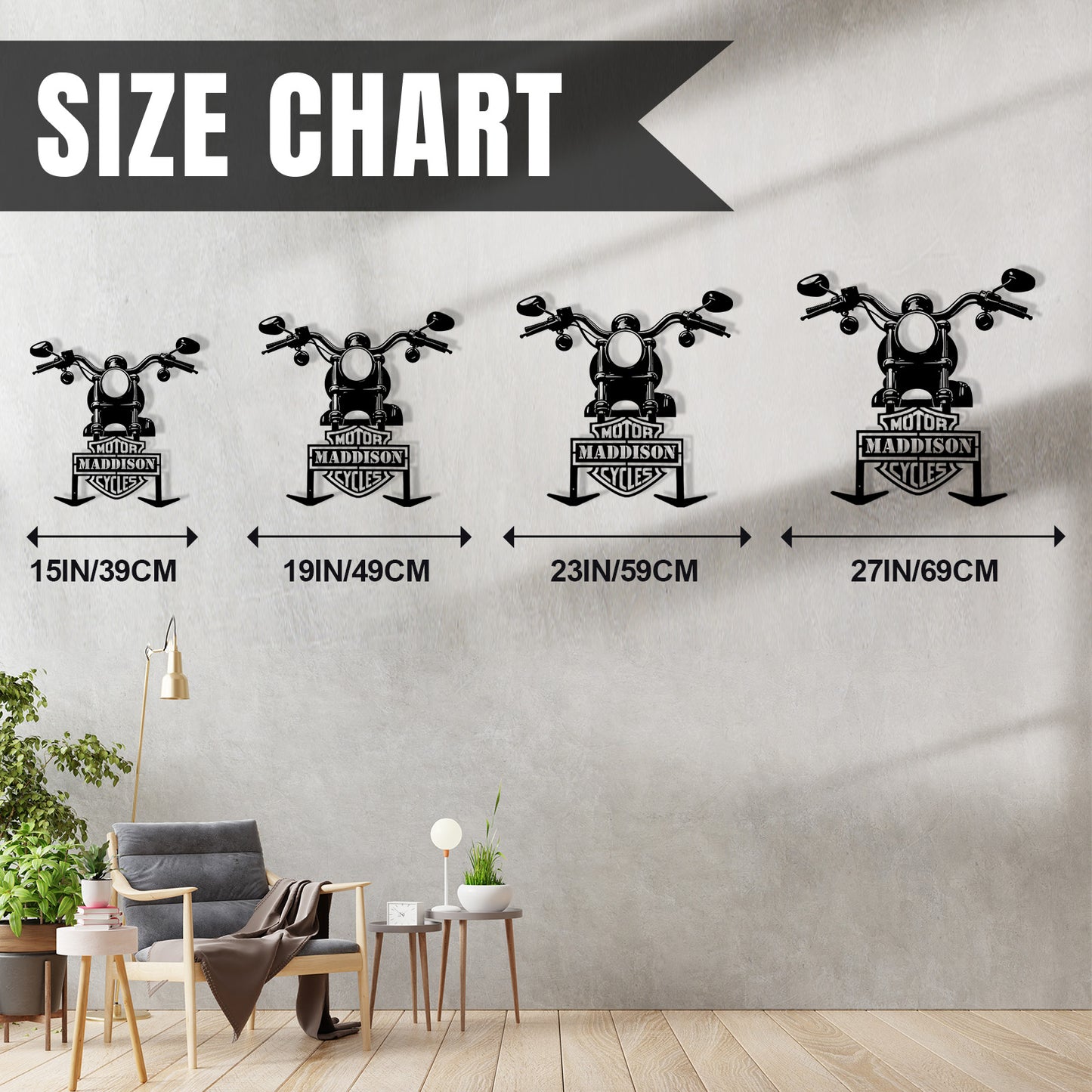 Custom Motorcycle Front View Helmet Holder Wall Mount, Personalized Metal Motorcycle Hanger with Hooks, Garage Organizer Rack for Helmet and Jacket