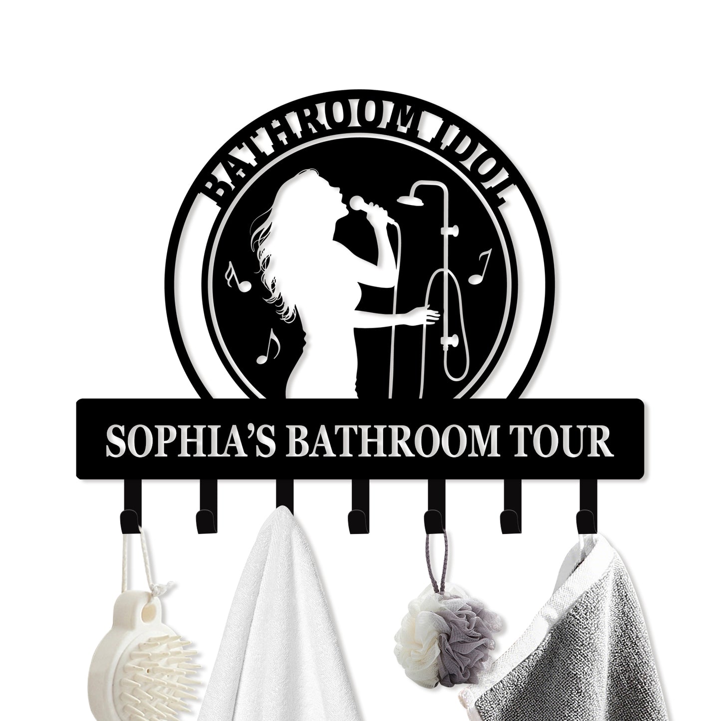 Personalized Towel Hooks, Hand Towel Holder for Bathroom, Robe Hanger Coat Hooks, Bathroom Accessories, Custom Name Decorative Wall Hooks for Bathroom Bedroom Room, Home Decor Gifts Color01