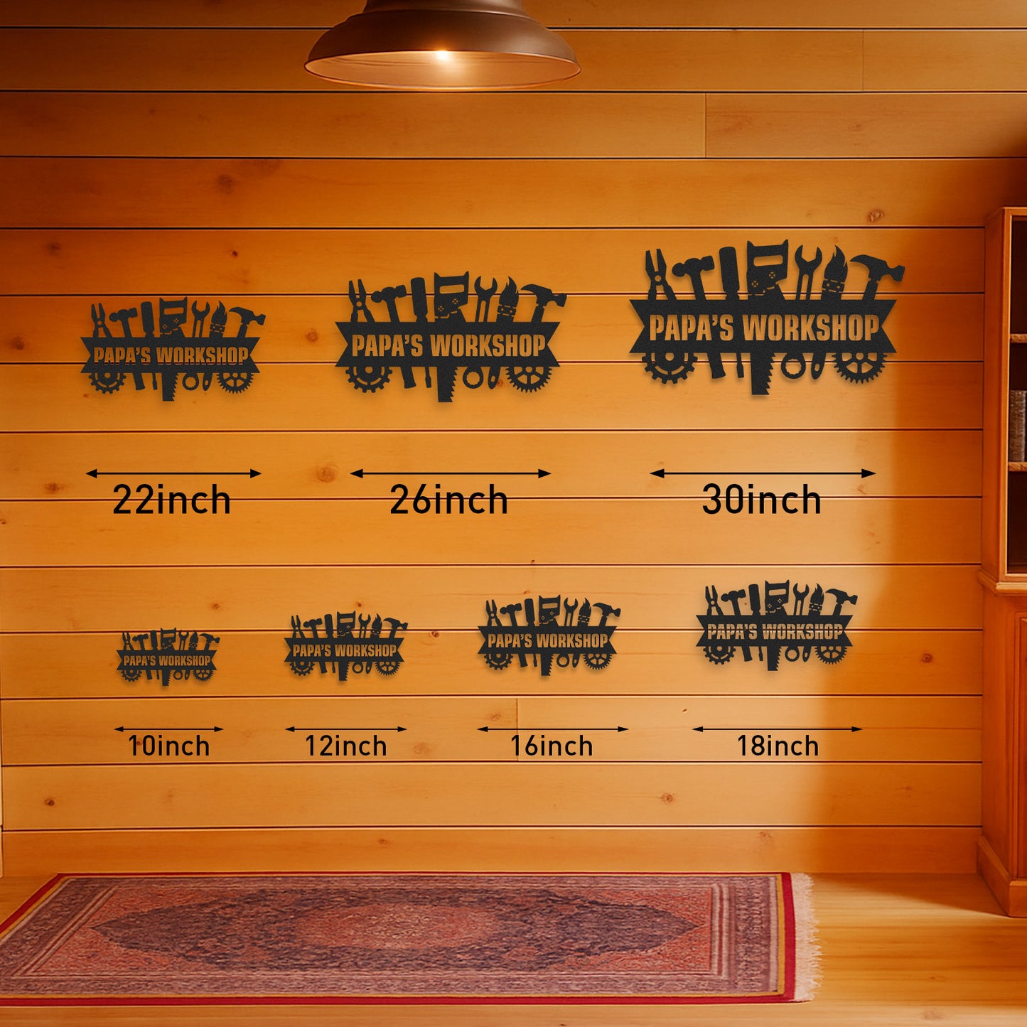 Custom Papa's Workshop Sign, Personalized Metal Shop Banner with Tools, Garage Wall Art for Grandpa, Father's Day Gift for Handy Men