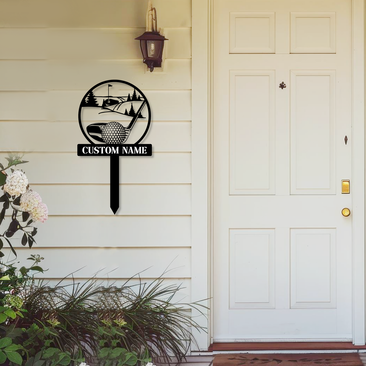 Custom Golf Name Sign for Lawn, Golf Ball Delivery Design, Personalized Outdoor Metal Stake Sign