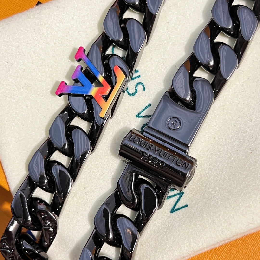 Black Metal Cuban Necklace XC0823101602
