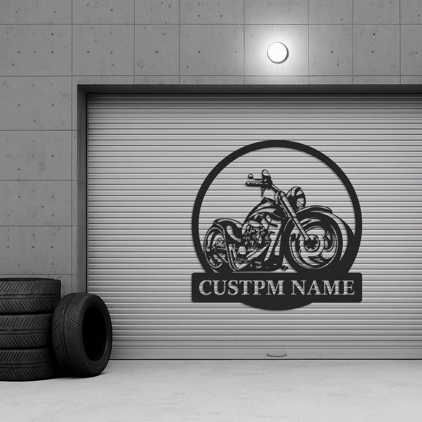 Custom Chopper Motorcycle Metal Wall Art, Personalized Garage Sign with Custom Name, Man Cave Decor, Motorbike Biker Gift for Dad or Husband
