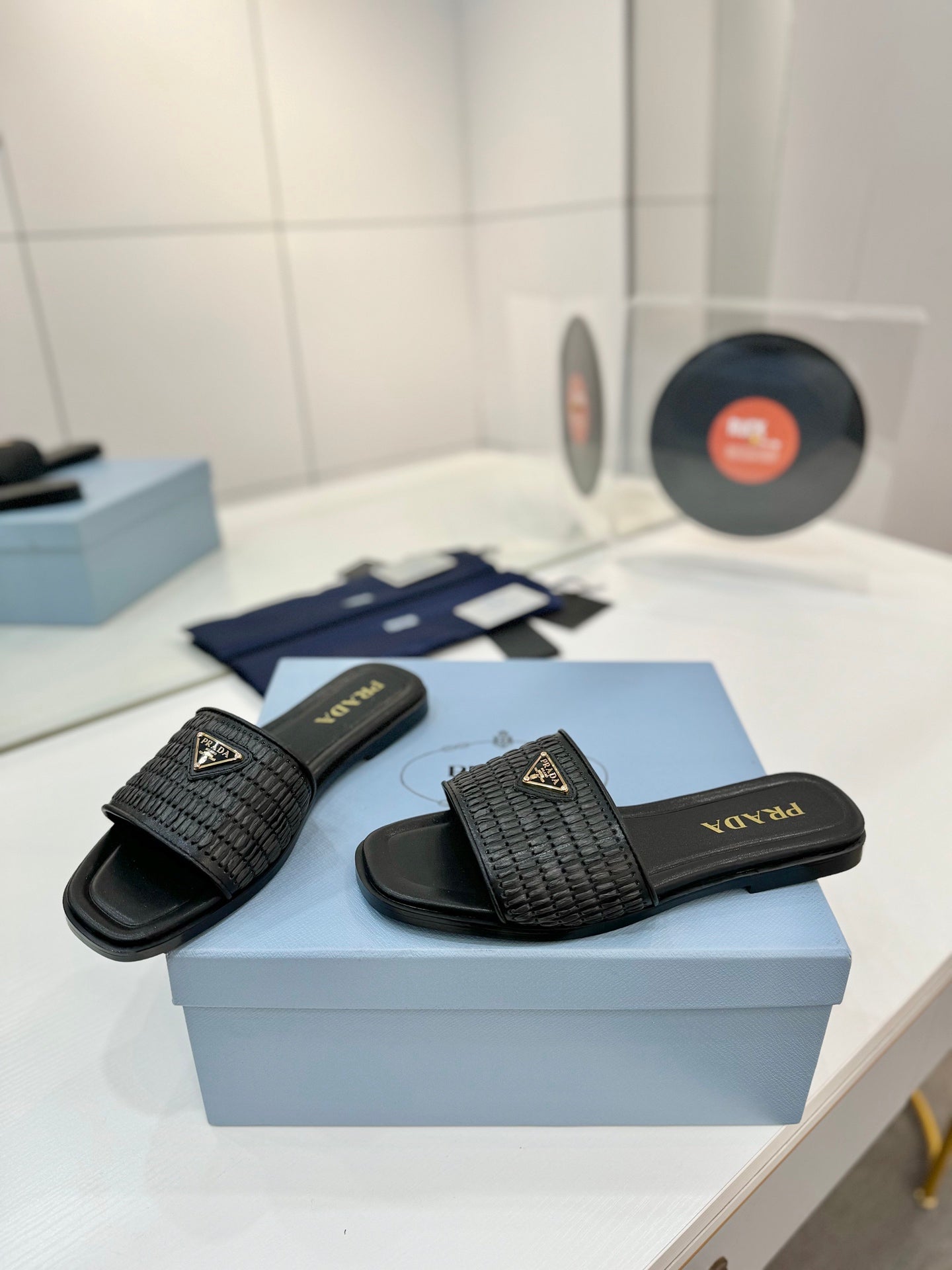 PR Leather slides with crochet details 1825030701