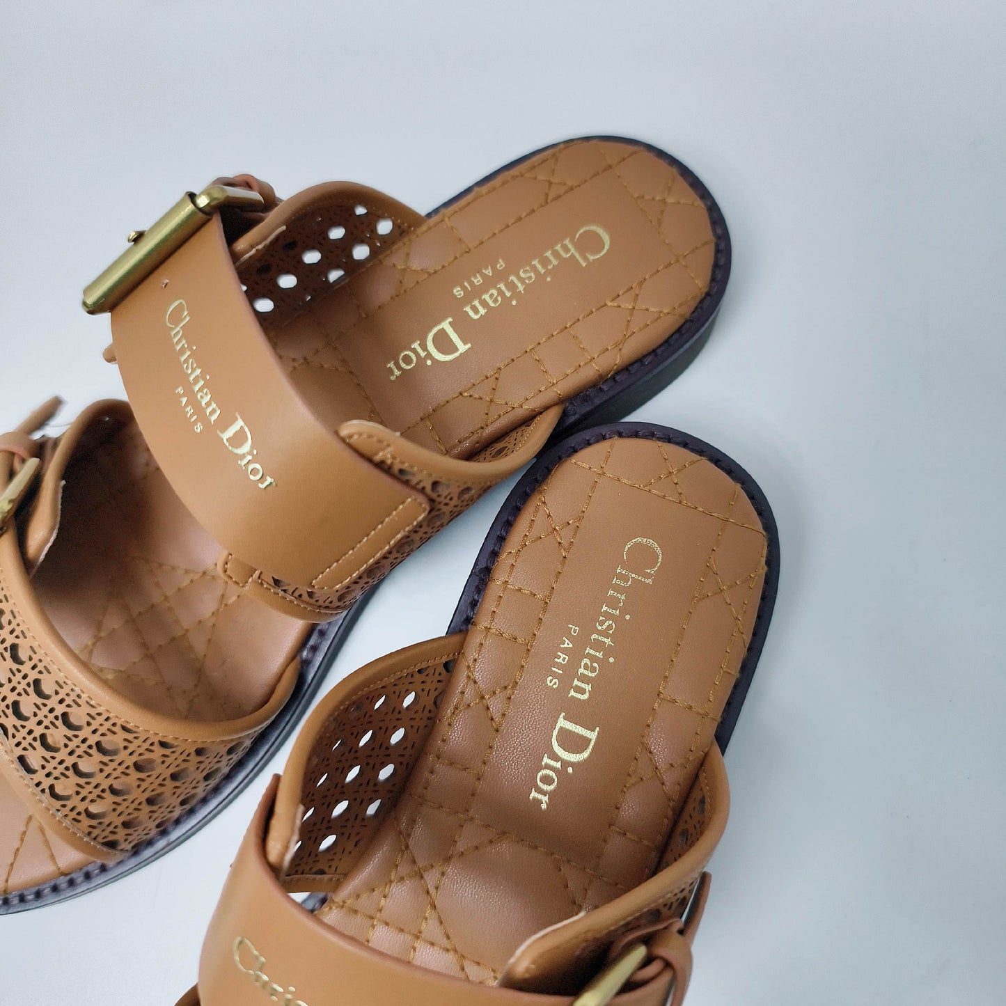 CD Cow leather cutout flat sandals 1825022816