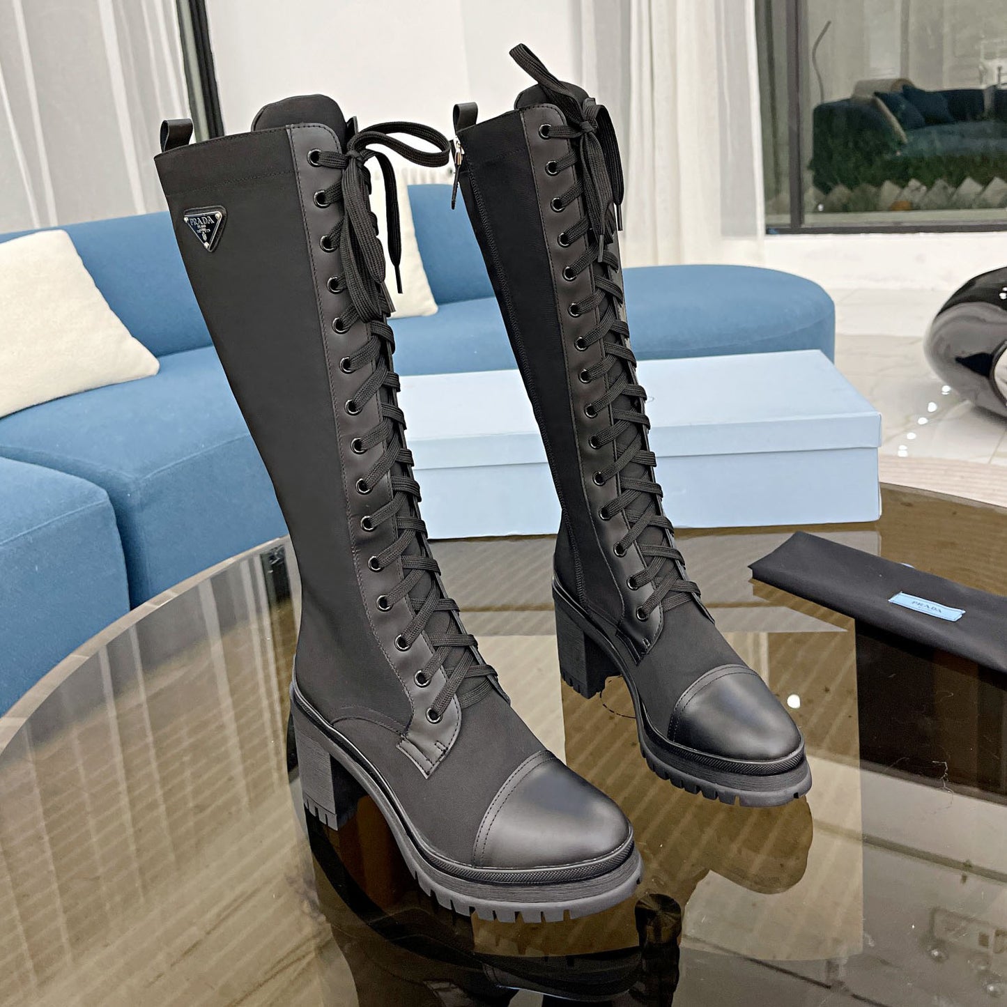 PR waterproof nylon high heel boots 1824102202