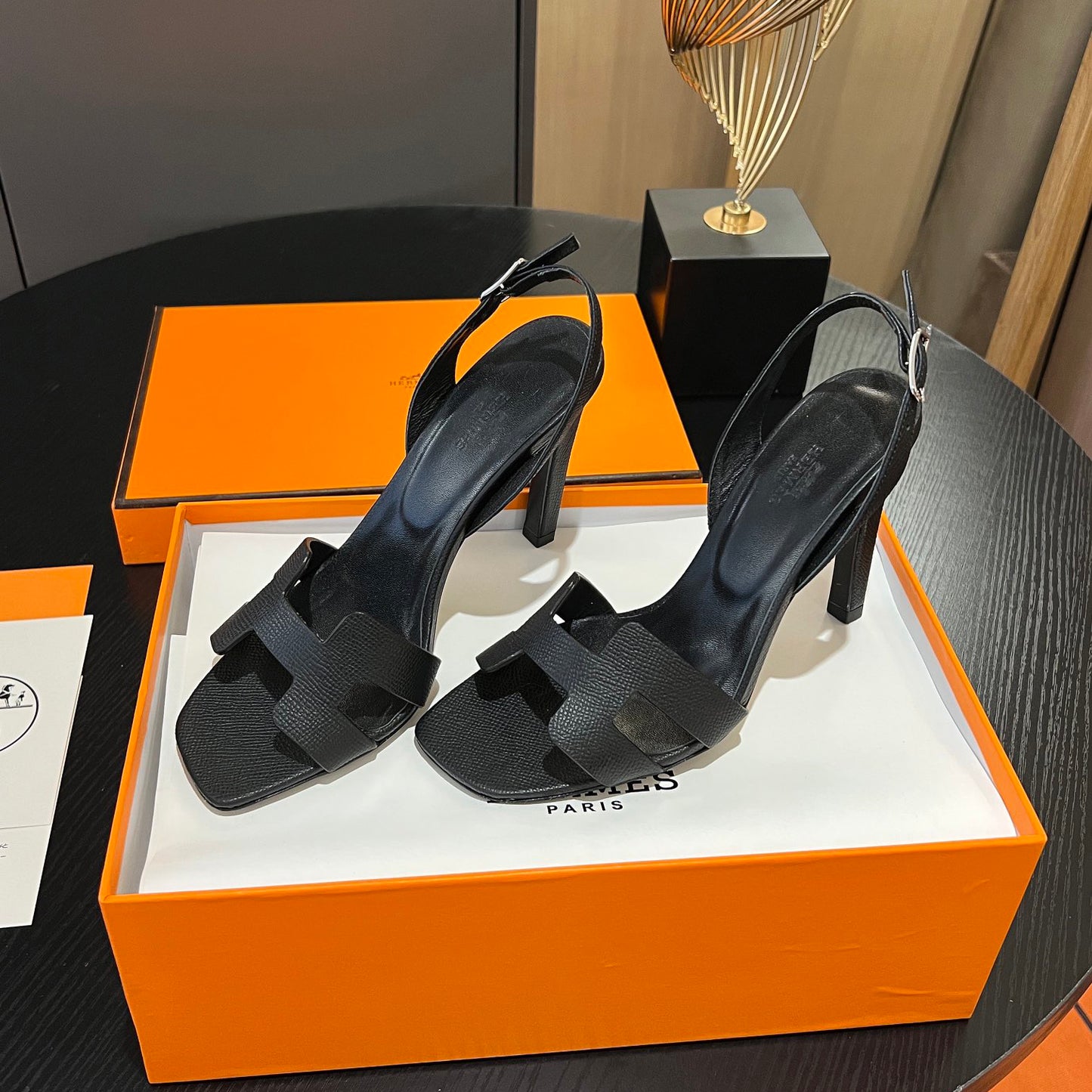 New Leather H Logo Women's High Heeled PD052024022704