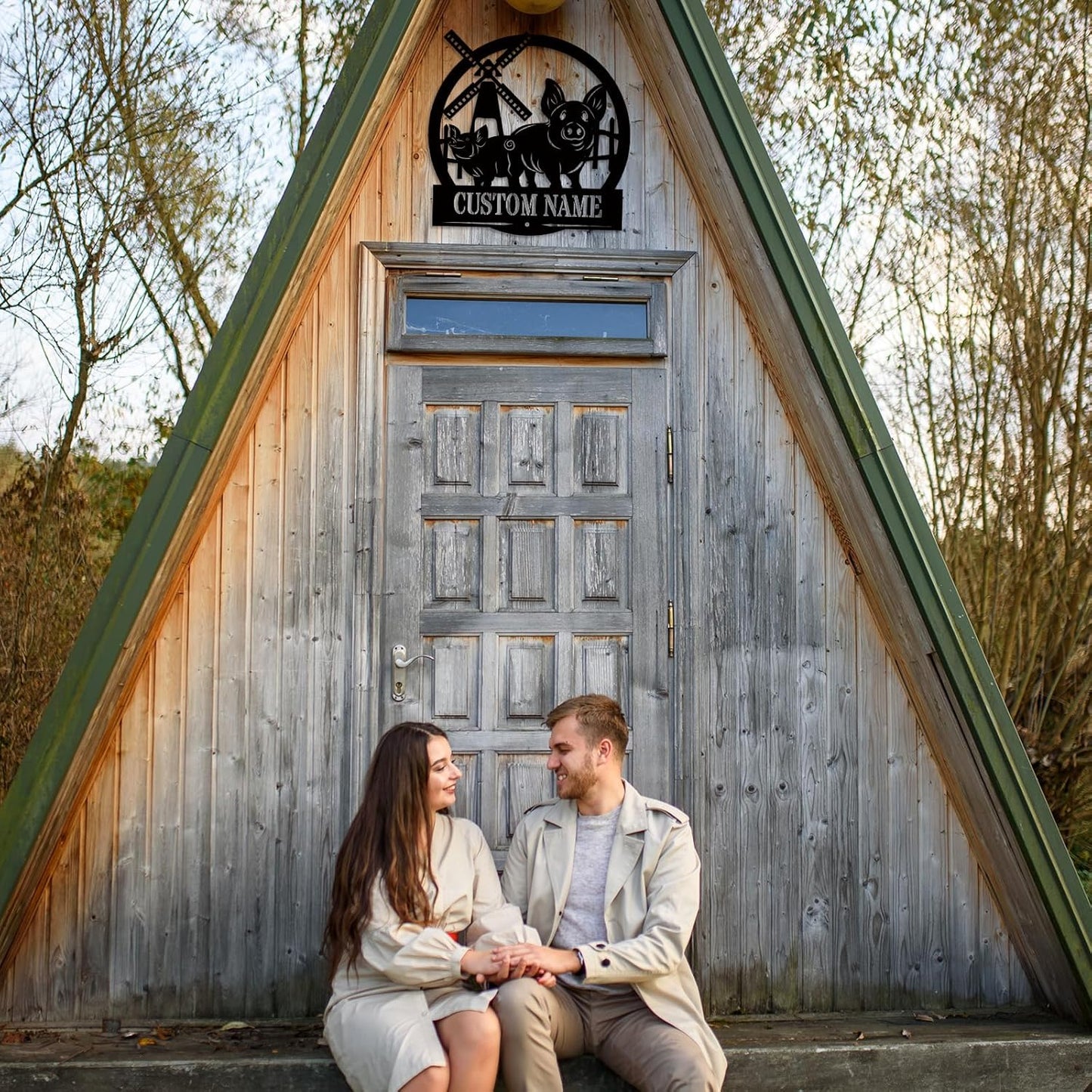 Custom Antler Metal Cabin Sign Personalized Last Name Sign Outdoor Hunter Decor Gift
