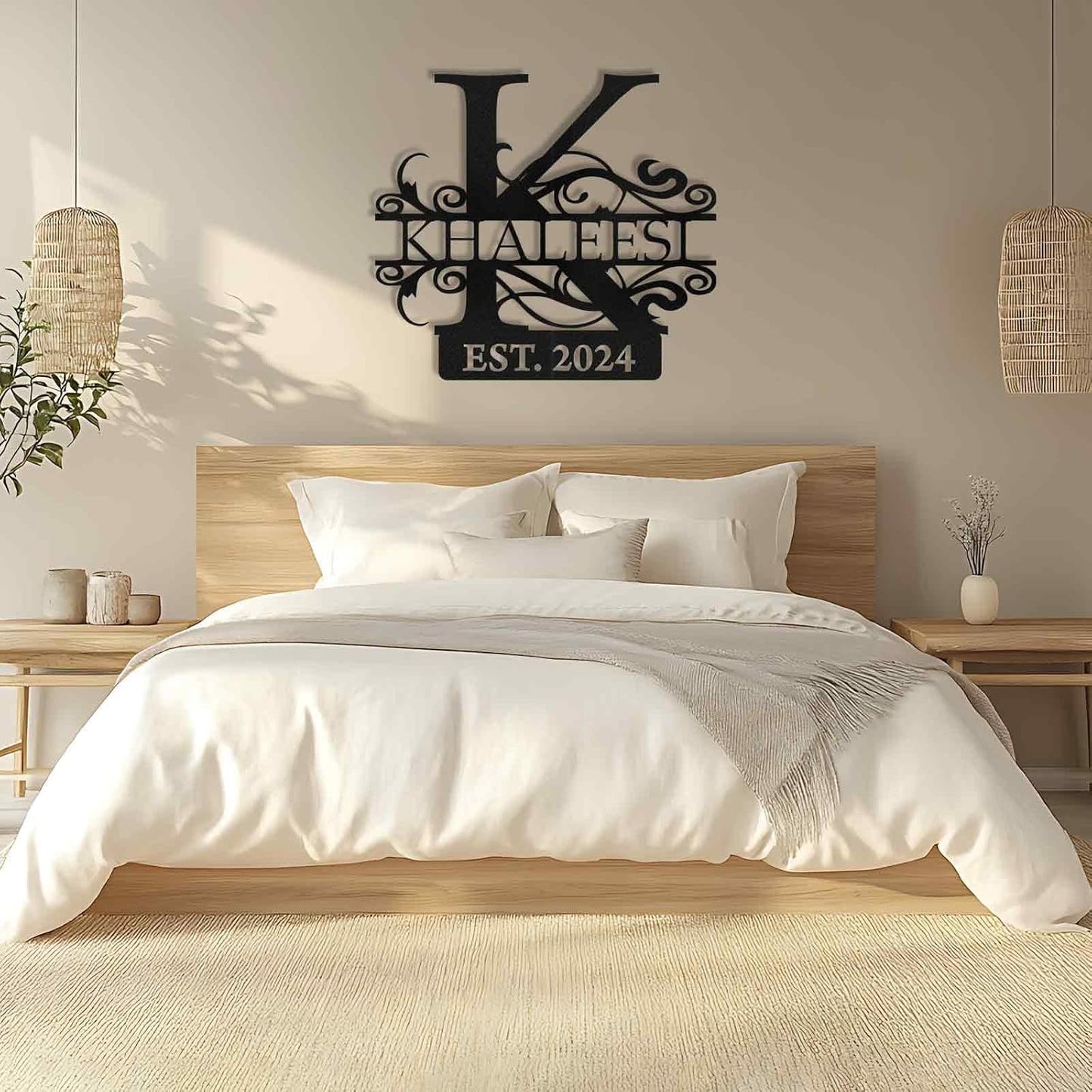 Custom Family Name Metal Sign Split Letter Monogram Design for Indoor Outdoor Decor Wedding Housewarming Gift