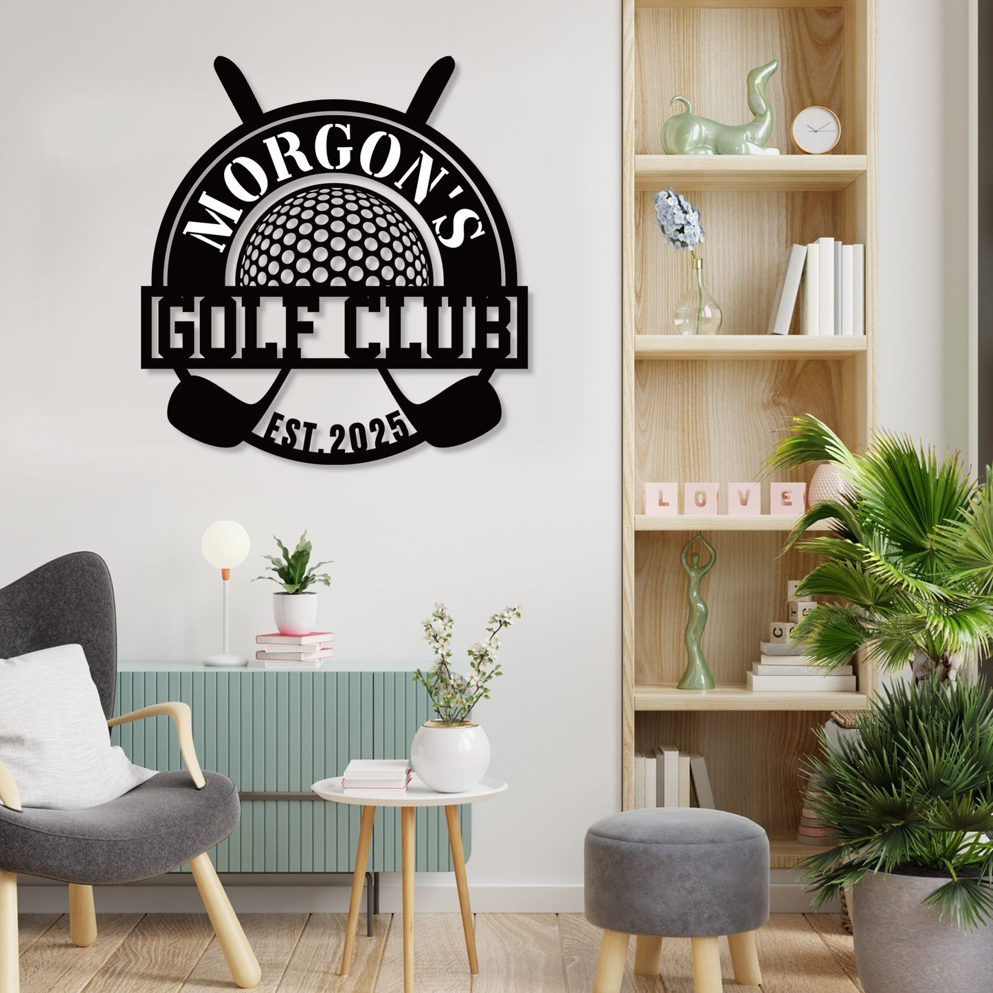 Personalized Golf Name Sign, Metal Garden Stake Decor with Tee Off Theme, Outdoor Lawn Signage