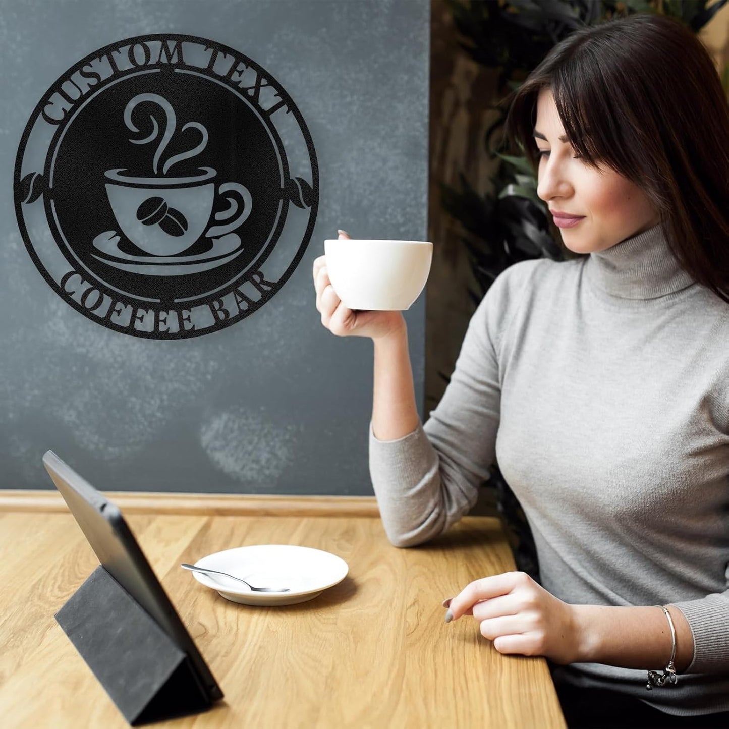Coffee Bar Custom Metal Sign , Rustic Cafe & Home Brewing Station Decor