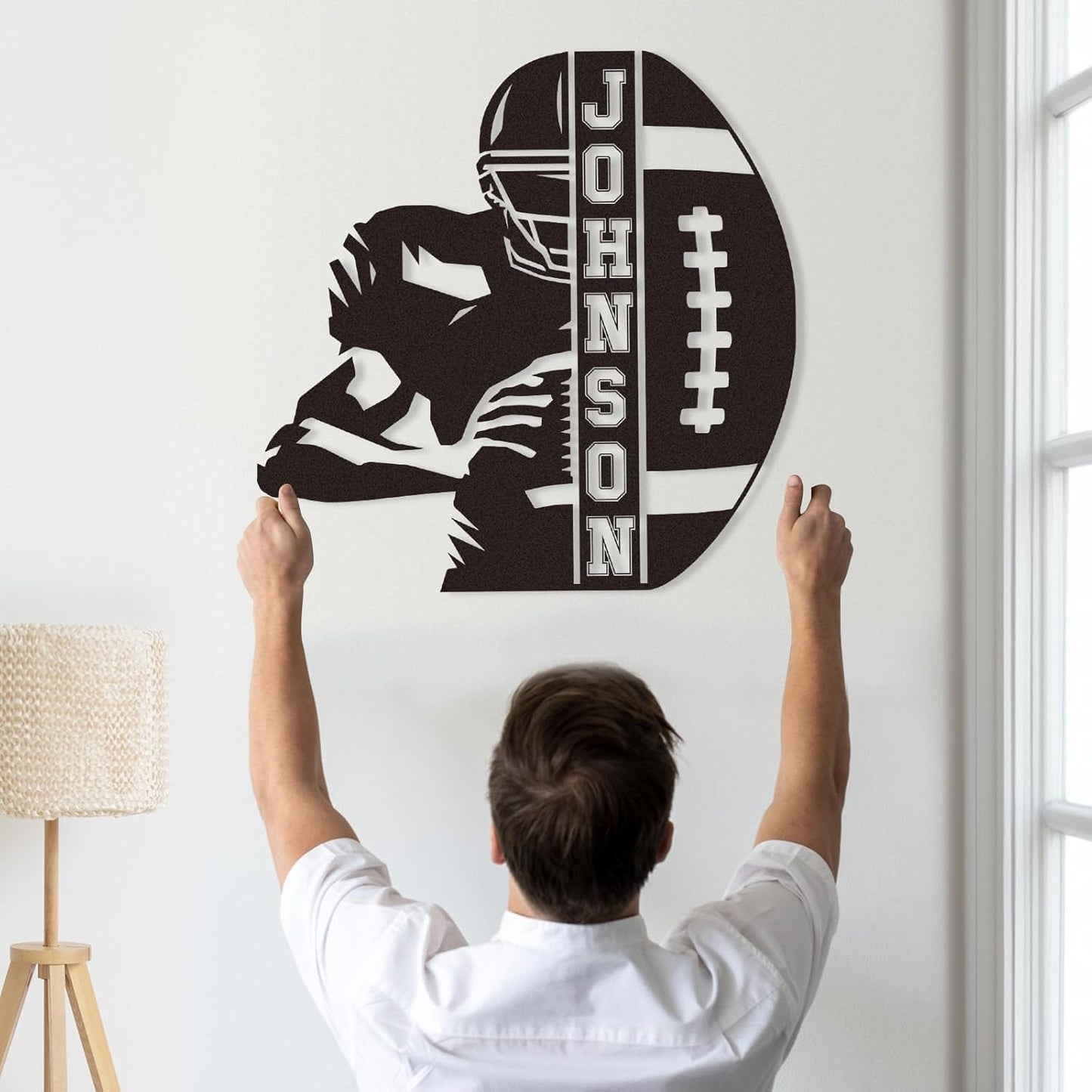 Personalized Football Name Metal Sign, Vertical Custom Sports Wall Art, Football Player Room Decor, Outdoor Metal Name Sign