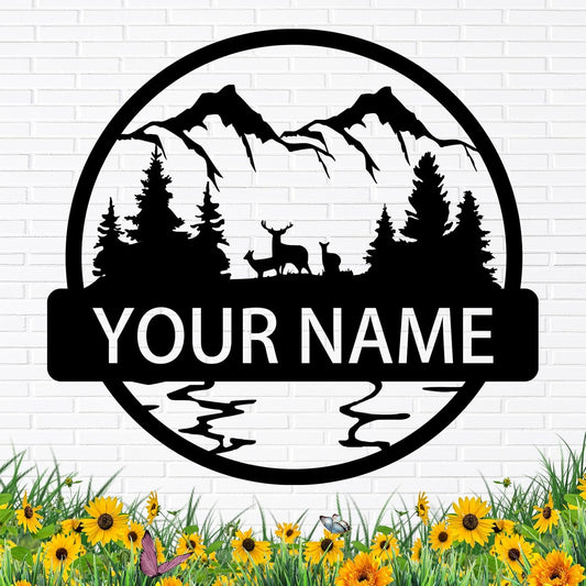 Custom Mountain Metal Signs for Outdoor Wedding or Anniversary Camping Gifts