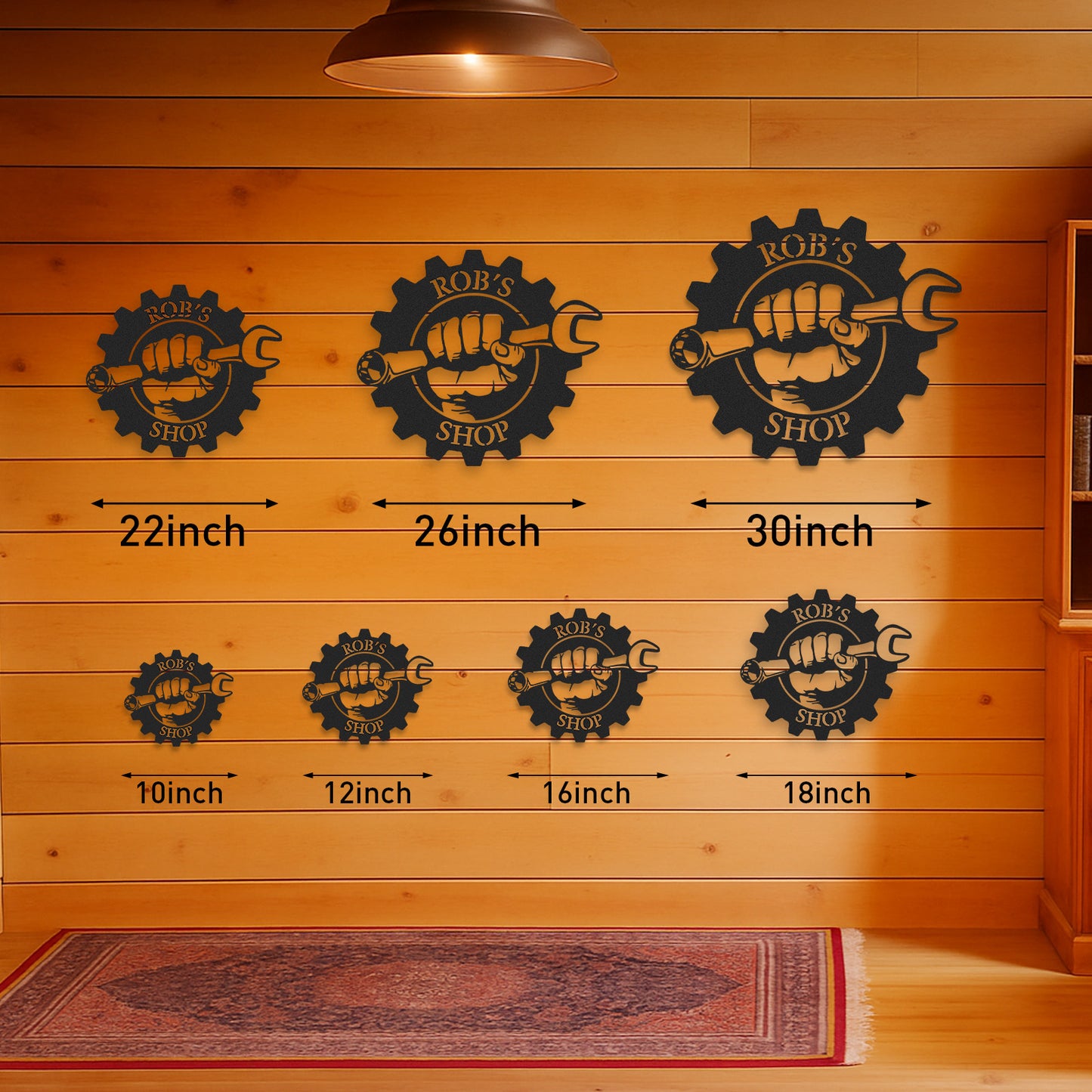 Custom Gear Workshop Metal Sign with Wrench, Personalized Garage Sign for Dad, Grandpa or Husband, Gift for Father��s Day or Birthday