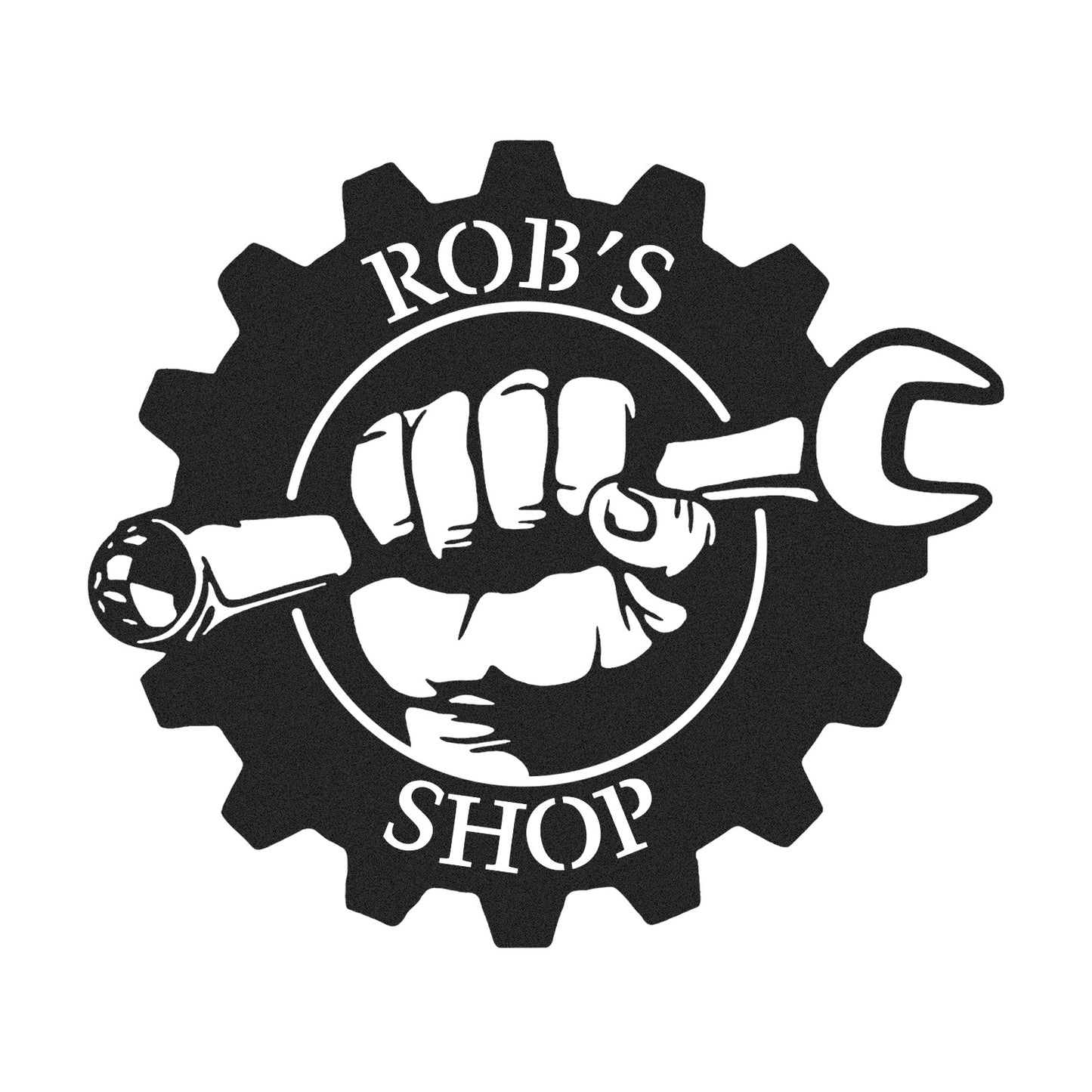 Custom Gear Workshop Metal Sign with Wrench, Personalized Garage Sign for Dad, Grandpa or Husband, Gift for Father��s Day or Birthday