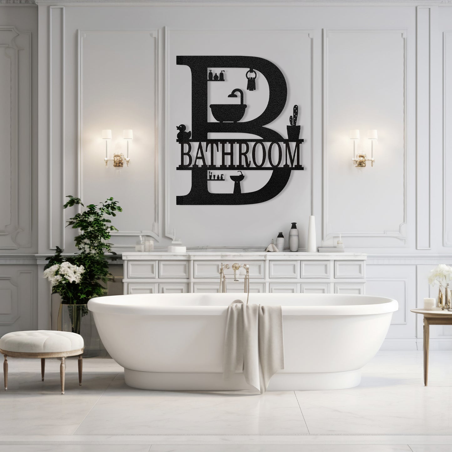Dyoart Custom Metal Bathroom Wall Art, Farmhouse Bathroom Metal Wall Decor, Personalized Funny Bathroom Sign, Modern Home Hanging Decorations for Home Bathroom