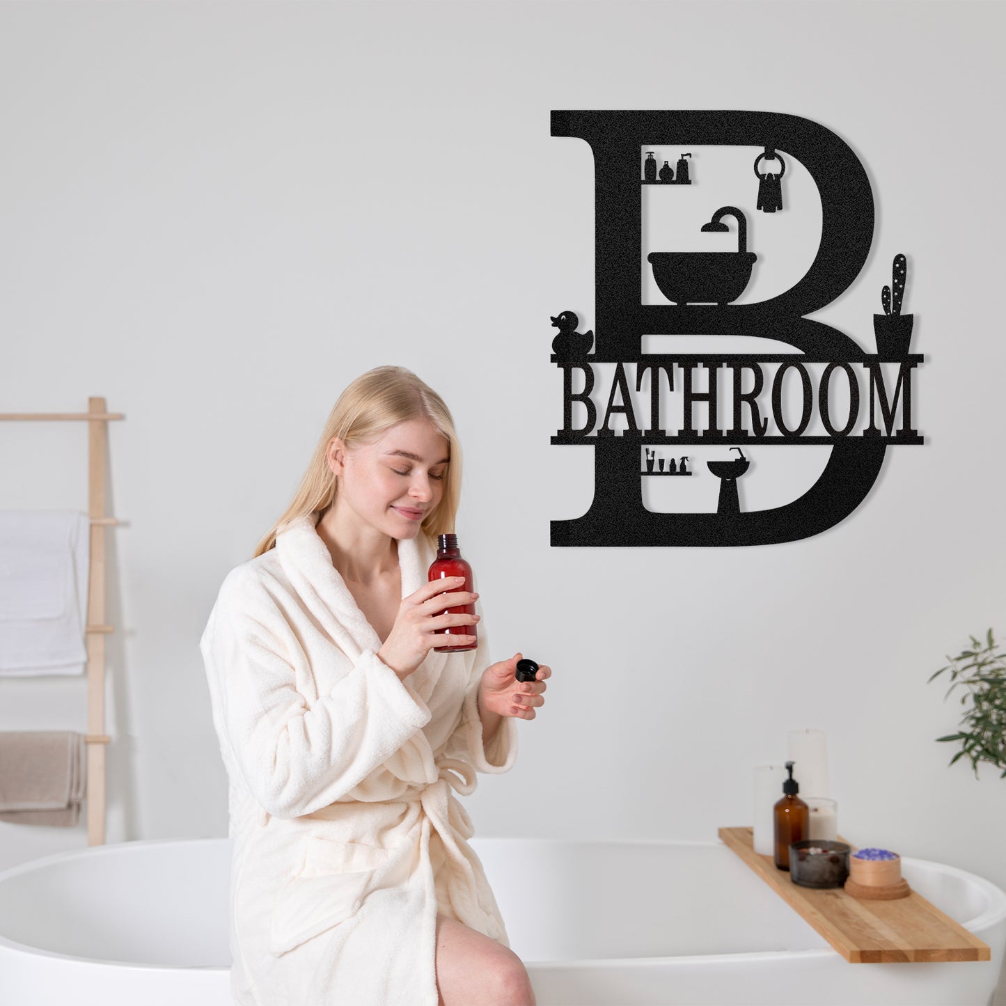 Dyoart Custom Metal Bathroom Wall Art, Farmhouse Bathroom Metal Wall Decor, Personalized Funny Bathroom Sign, Modern Home Hanging Decorations for Home Bathroom
