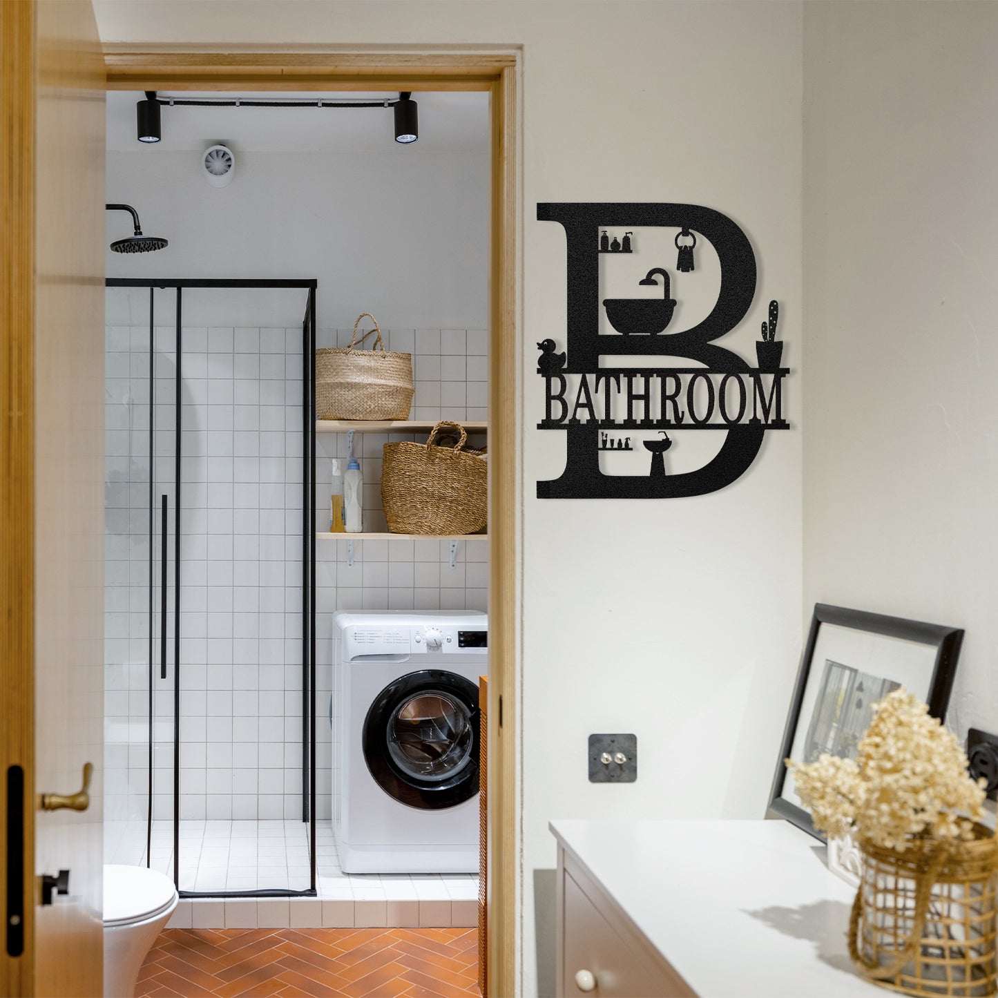 Dyoart Custom Metal Bathroom Wall Art, Farmhouse Bathroom Metal Wall Decor, Personalized Funny Bathroom Sign, Modern Home Hanging Decorations for Home Bathroom