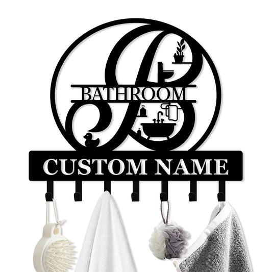 Personalized Towel Hooks, Hand Towel Holder for Bathroom, Robe Hanger Coat Hooks, Bathroom Accessories, Custom Name Decorative Wall Hooks for Bathroom Bedroom Room, Home Decor Gifts Color01