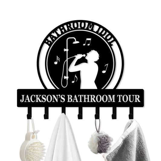 Personalized Towel Hooks, Hand Towel Holder for Bathroom, Robe Hanger Coat Hooks, Bathroom Accessories, Custom Name Decorative Wall Hooks for Bathroom Bedroom Room, Home Decor Gifts Color01