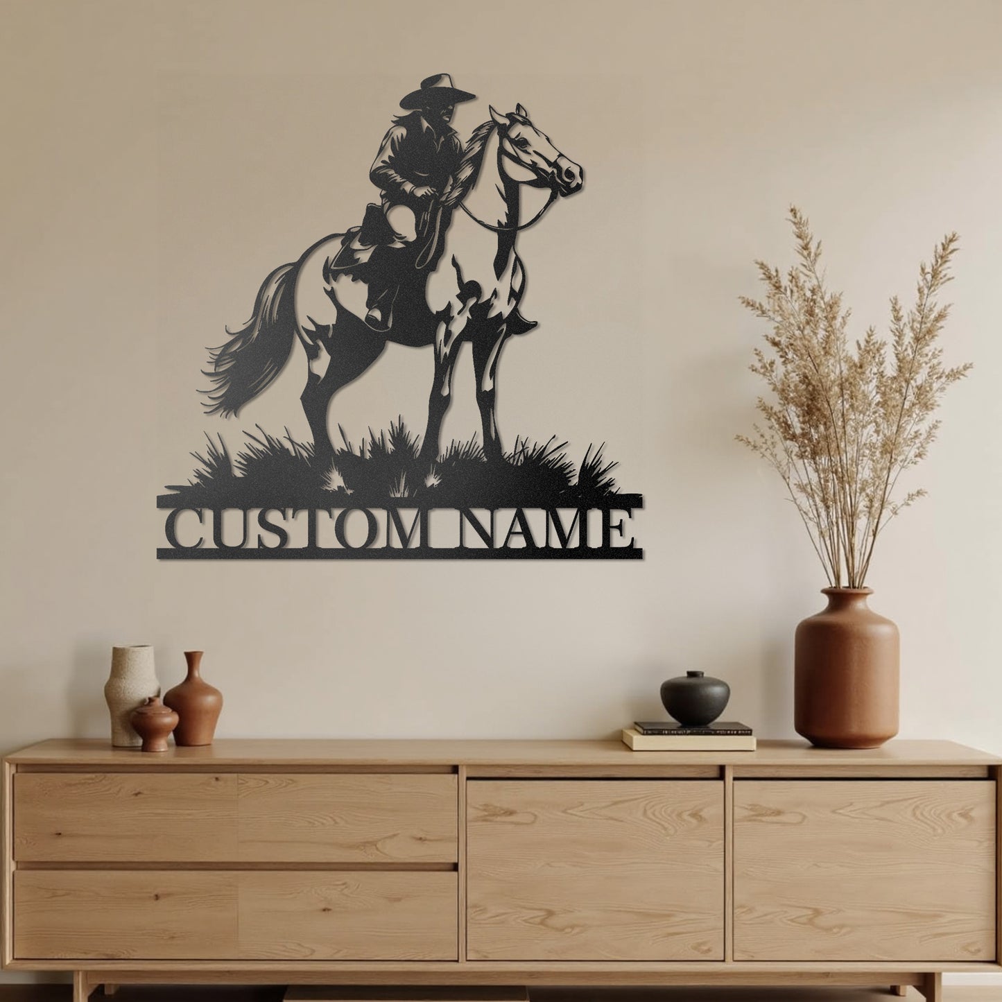 Personalized Cowboy Metal Sign, Western Wall Decor, Rustic Cowboy Riding Wall Art, Metal Outdoor Wall Art,  Rustic Country Western Decor for Bedroom Living Room Bathroom, Customized Gifts Color08