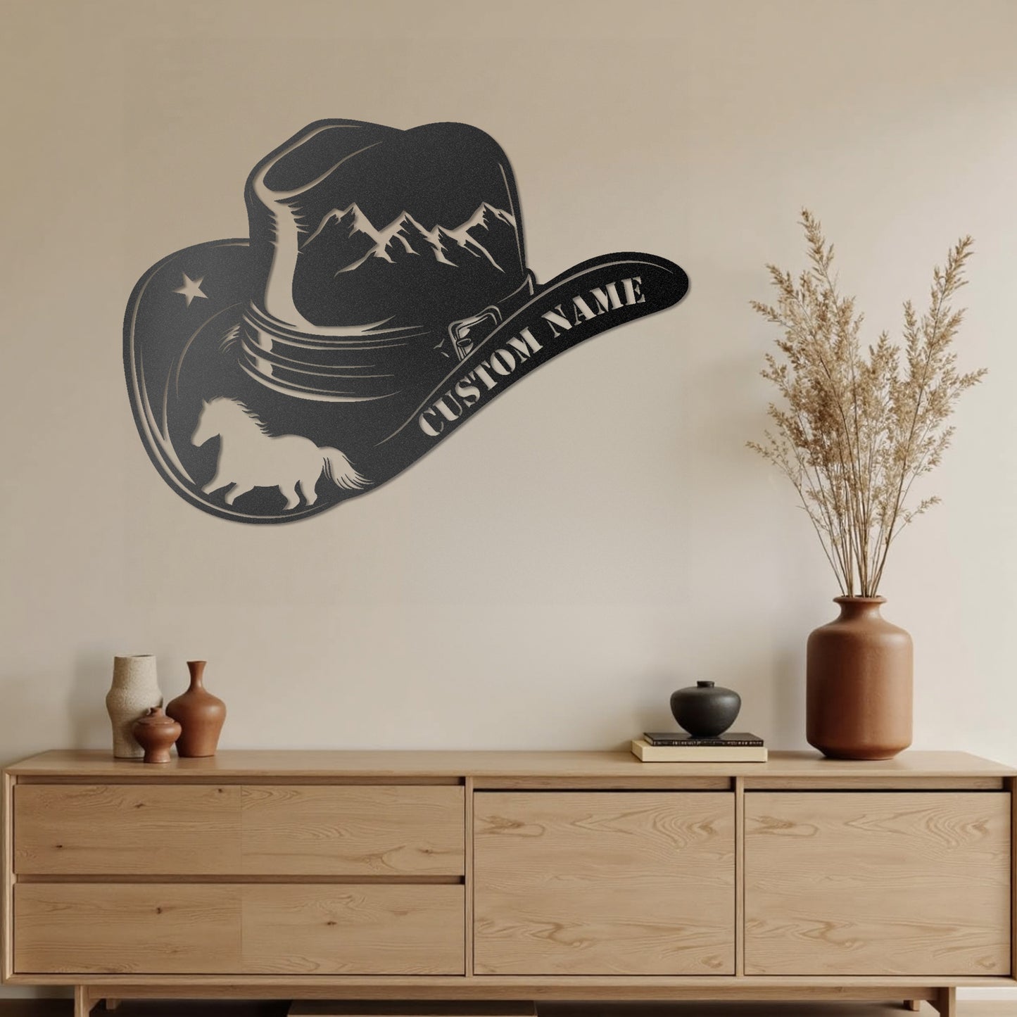 Personalized Cowboy Metal Sign, Western Wall Decor, Rustic Cowboy Riding Wall Art, Metal Outdoor Wall Art,  Rustic Country Western Decor for Bedroom Living Room Bathroom, Customized Gifts Color08