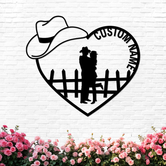 Personalized Cowboy Couple Sign, Western Home Decor, Custom Metal Name Sign, Rustic Western Wall Art, Cowboy Cowgirl Wall Decor, Wedding Anniversary Gifts for Couples 2025 Color10