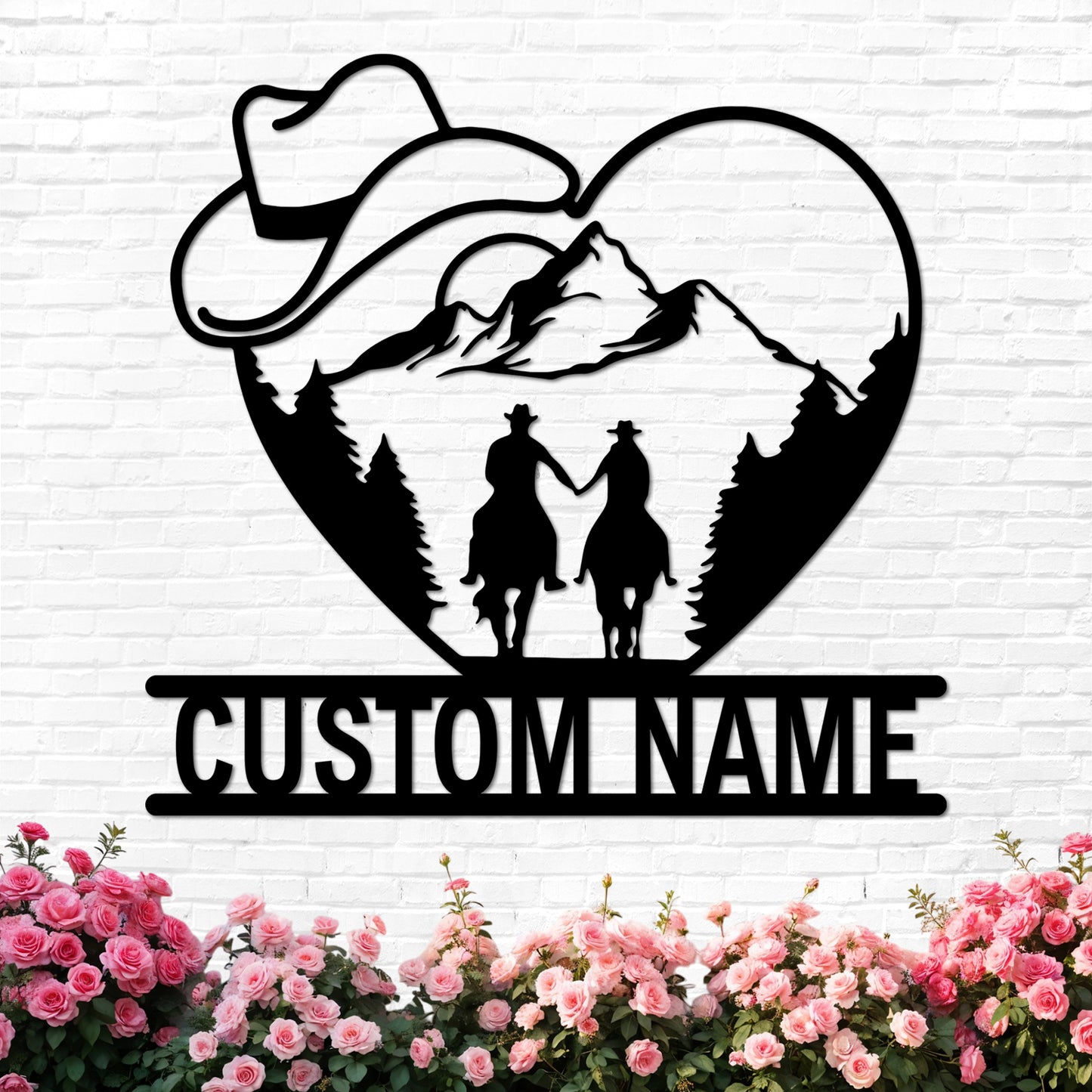 Personalized Cowboy Couple Sign, Western Home Decor, Custom Metal Name Sign, Rustic Western Wall Art, Cowboy Cowgirl Wall Decor, Wedding Anniversary Gifts for Couples 2025 Color10