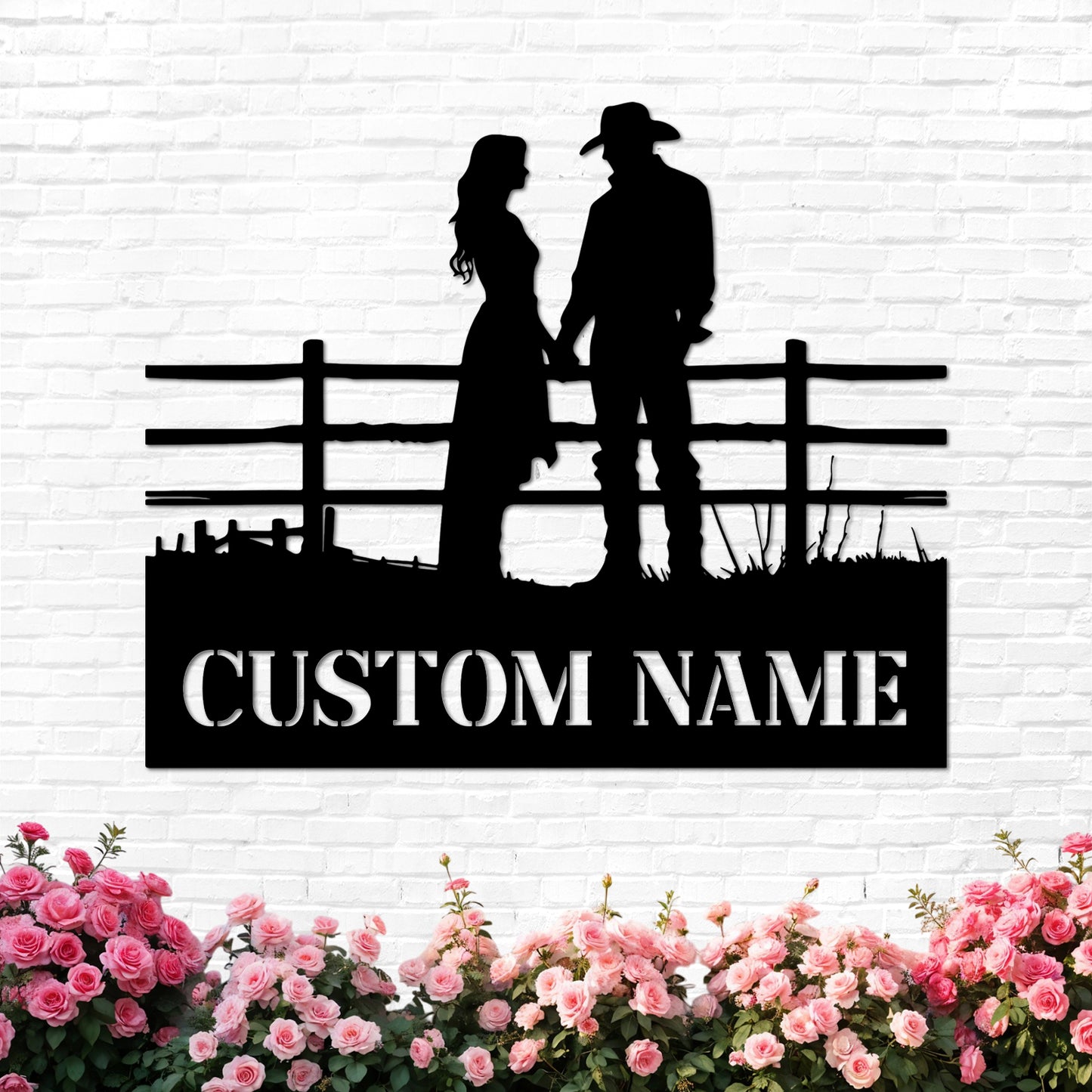 Personalized Cowboy Couple Sign, Western Home Decor, Custom Metal Name Sign, Rustic Western Wall Art, Cowboy Cowgirl Wall Decor, Wedding Anniversary Gifts for Couples 2025 Color10