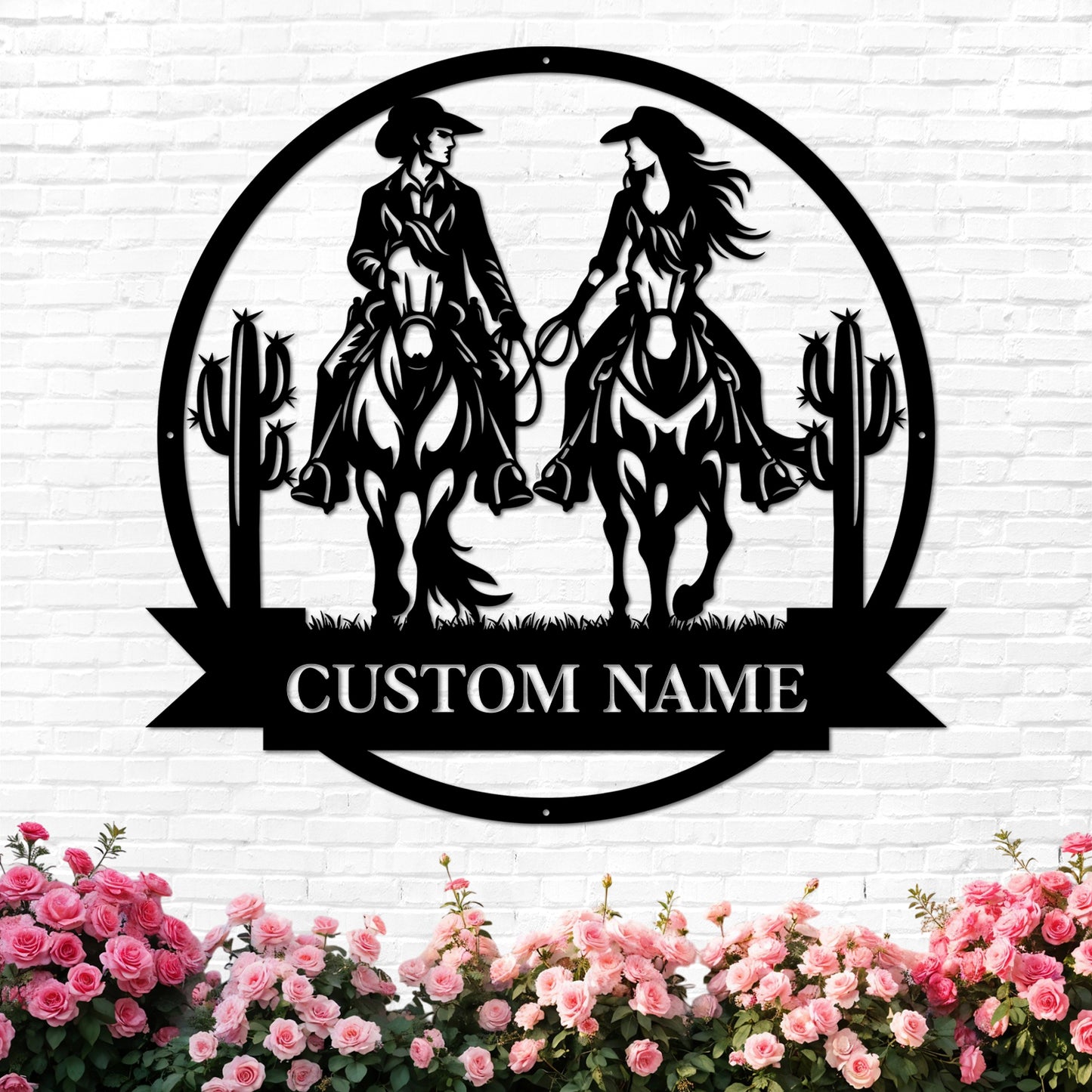 Personalized Cowboy Couple Sign, Western Home Decor, Custom Metal Name Sign, Rustic Western Wall Art, Cowboy Cowgirl Wall Decor, Wedding Anniversary Gifts for Couples 2025 Color10