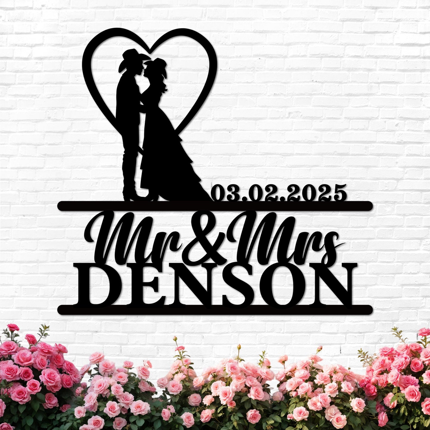 Personalized Cowboy Couple Sign, Western Home Decor, Custom Metal Name Sign, Rustic Western Wall Art, Cowboy Cowgirl Wall Decor, Wedding Anniversary Gifts for Couples 2025 Color10
