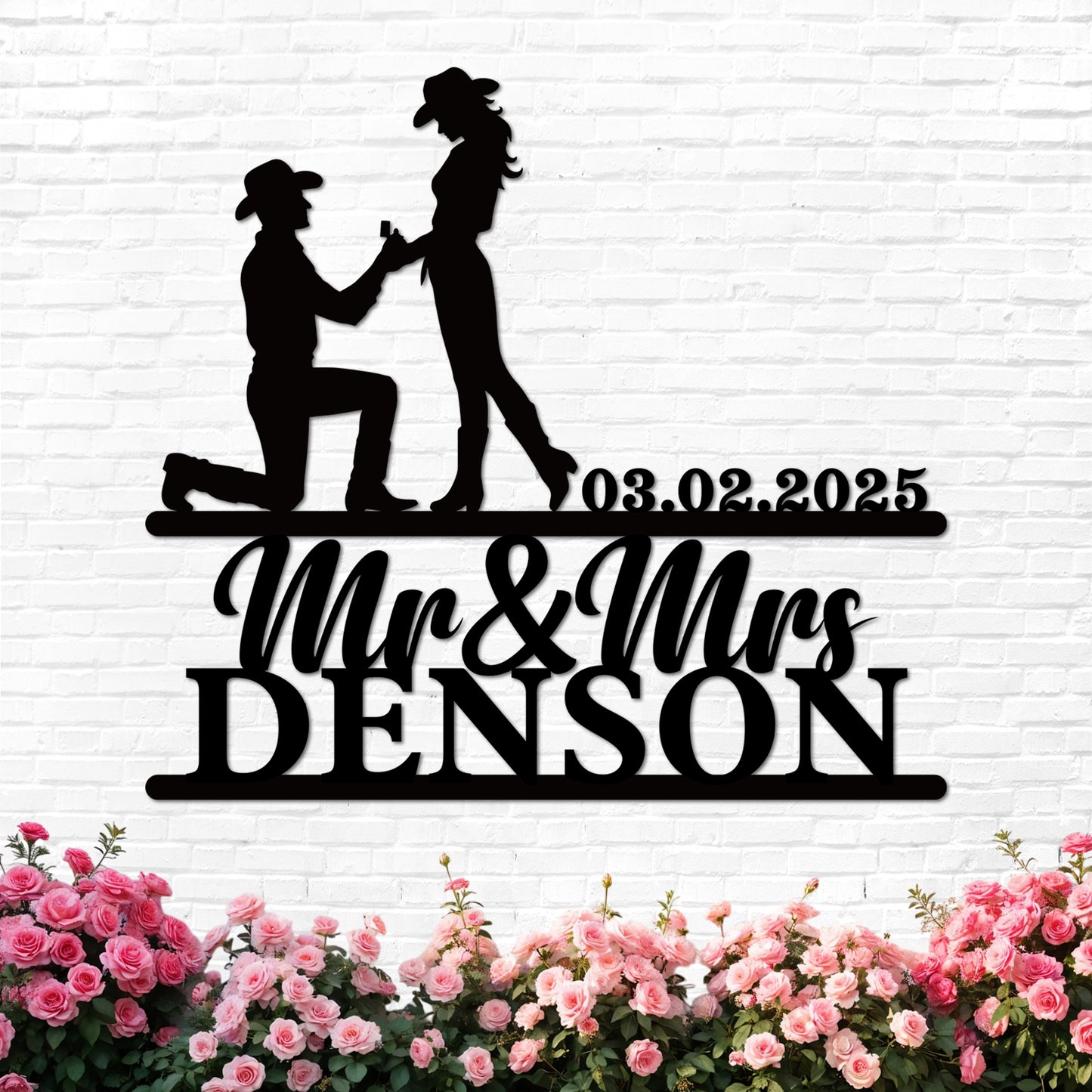 Personalized Cowboy Couple Sign, Western Home Decor, Custom Metal Name Sign, Rustic Western Wall Art, Cowboy Cowgirl Wall Decor, Wedding Anniversary Gifts for Couples 2025 Color10