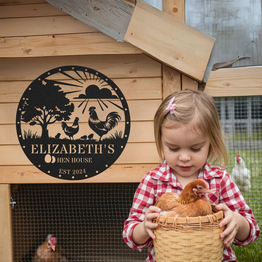 Personalized Chicken Coop Metal Sign, Rustic Farmhouse Wall Decor, Custom Hen House Sign, Handmade Gift for Chicken Lovers