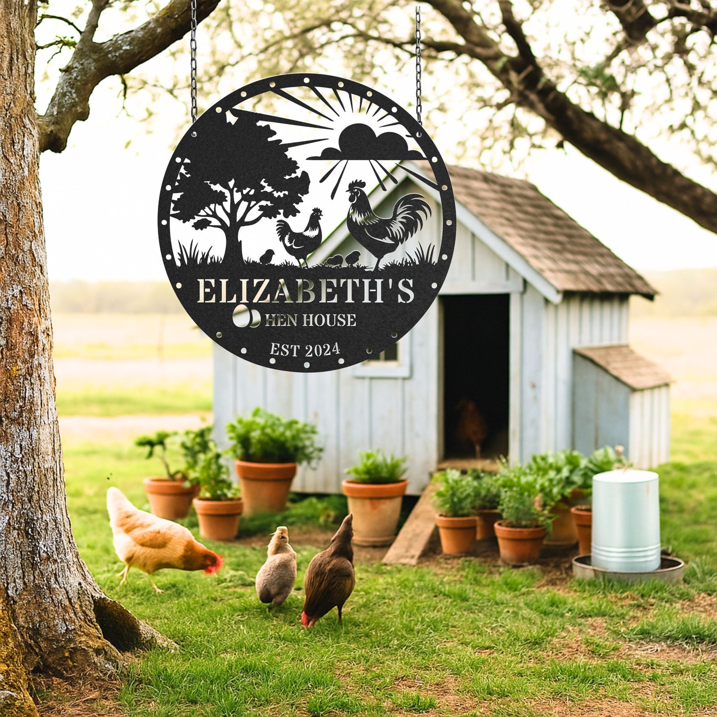 Personalized Chicken Coop Metal Sign, Rustic Farmhouse Wall Decor, Custom Hen House Sign, Handmade Gift for Chicken Lovers