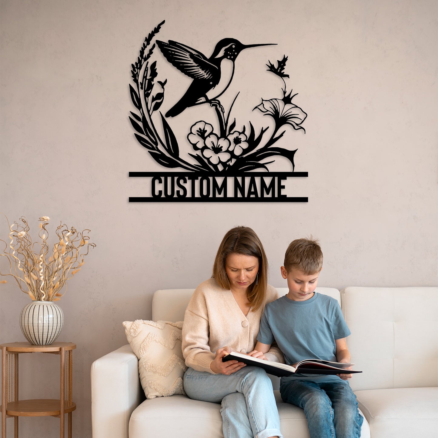 Custom Garden Stake Metal Sign, Personalized Floral Name Plaque with Birds and Butterflies, Outdoor Yard Decor for Gardeners