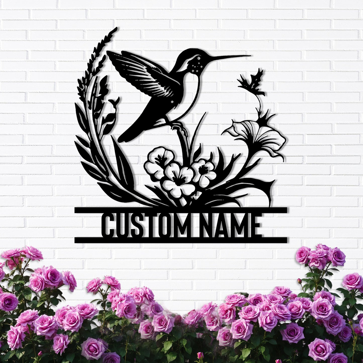 Custom Garden Stake Metal Sign, Personalized Floral Name Plaque with Birds and Butterflies, Outdoor Yard Decor for Gardeners