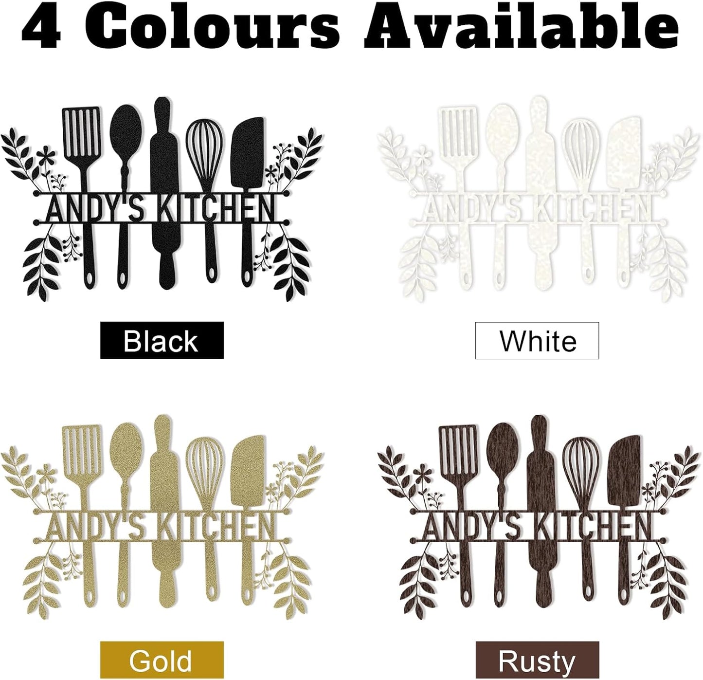 Personalized Metal Kitchen Sign , Rustic Farmhouse Wall Decor for Cooks & Chefs