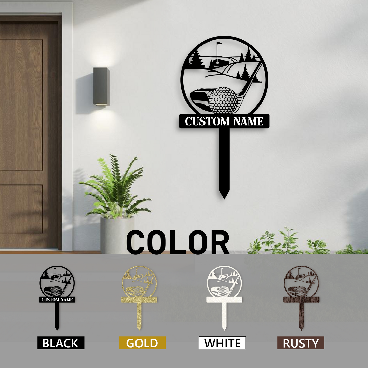 Custom Golf Name Sign for Lawn, Golf Ball Delivery Design, Personalized Outdoor Metal Stake Sign